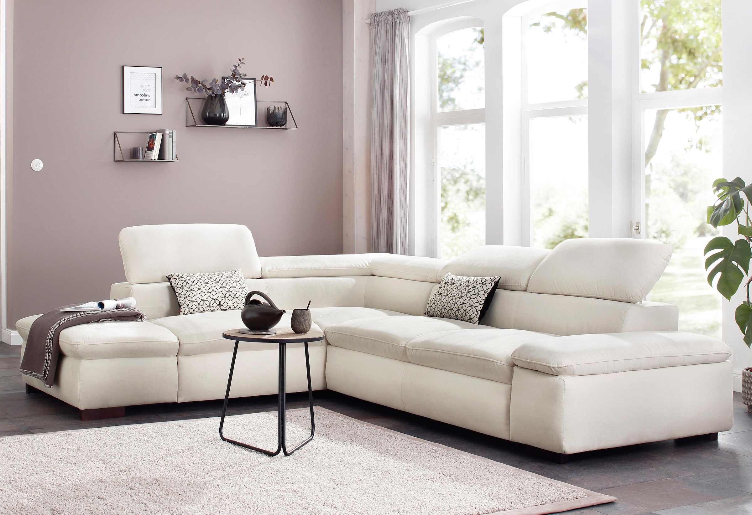 Home affaire Canapé d'angle »Alberto L-Form« mit Kopfteilverstellung, wahlweise mit Bettfunktion