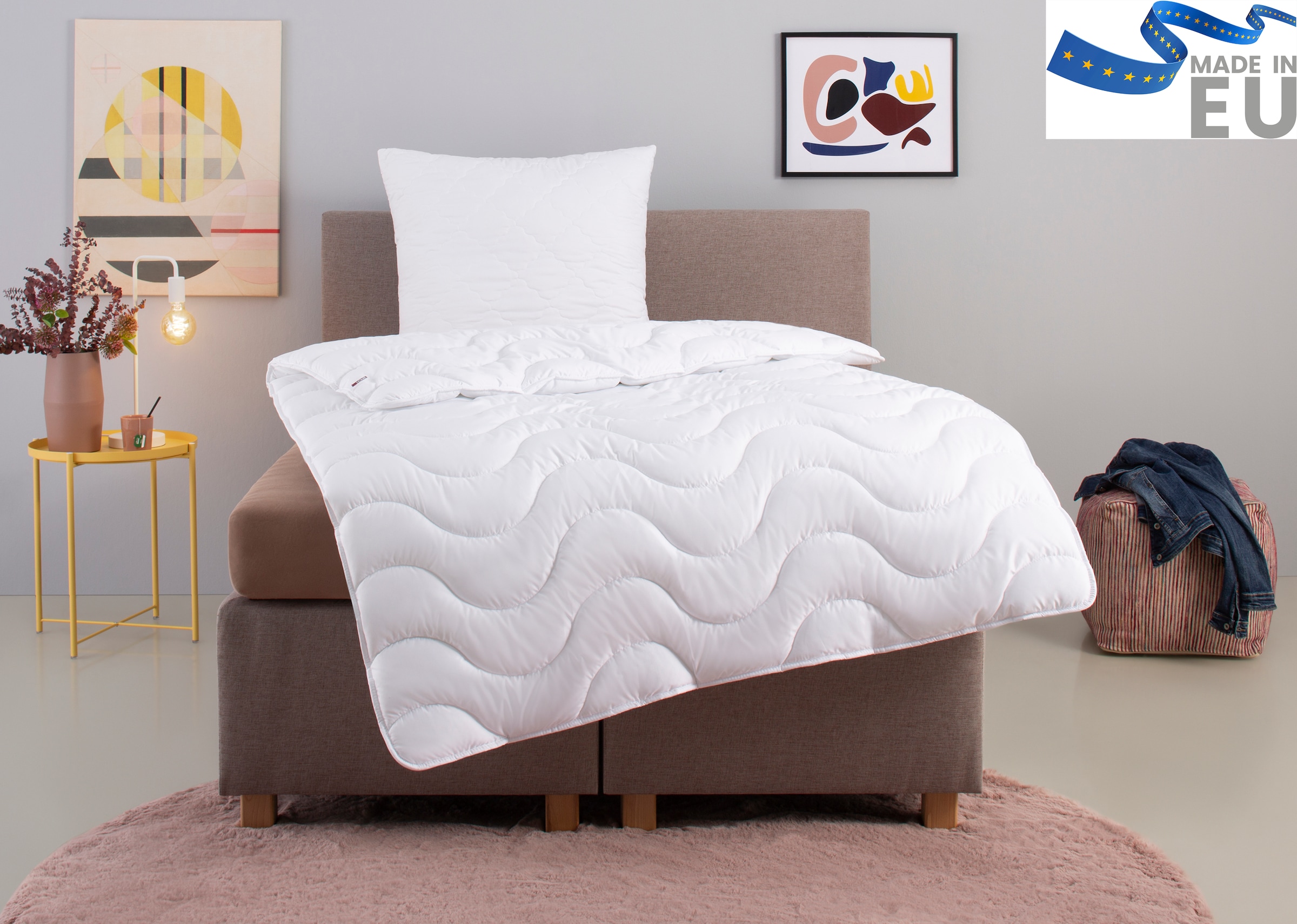 my home Microfaserbettdecke + Microfaserkissen »Mailo, Bettdecke 135x200 cm, 155x220 cm« 2-tlg., Set mit Kissen 80x80 cm, Sommer, Winter