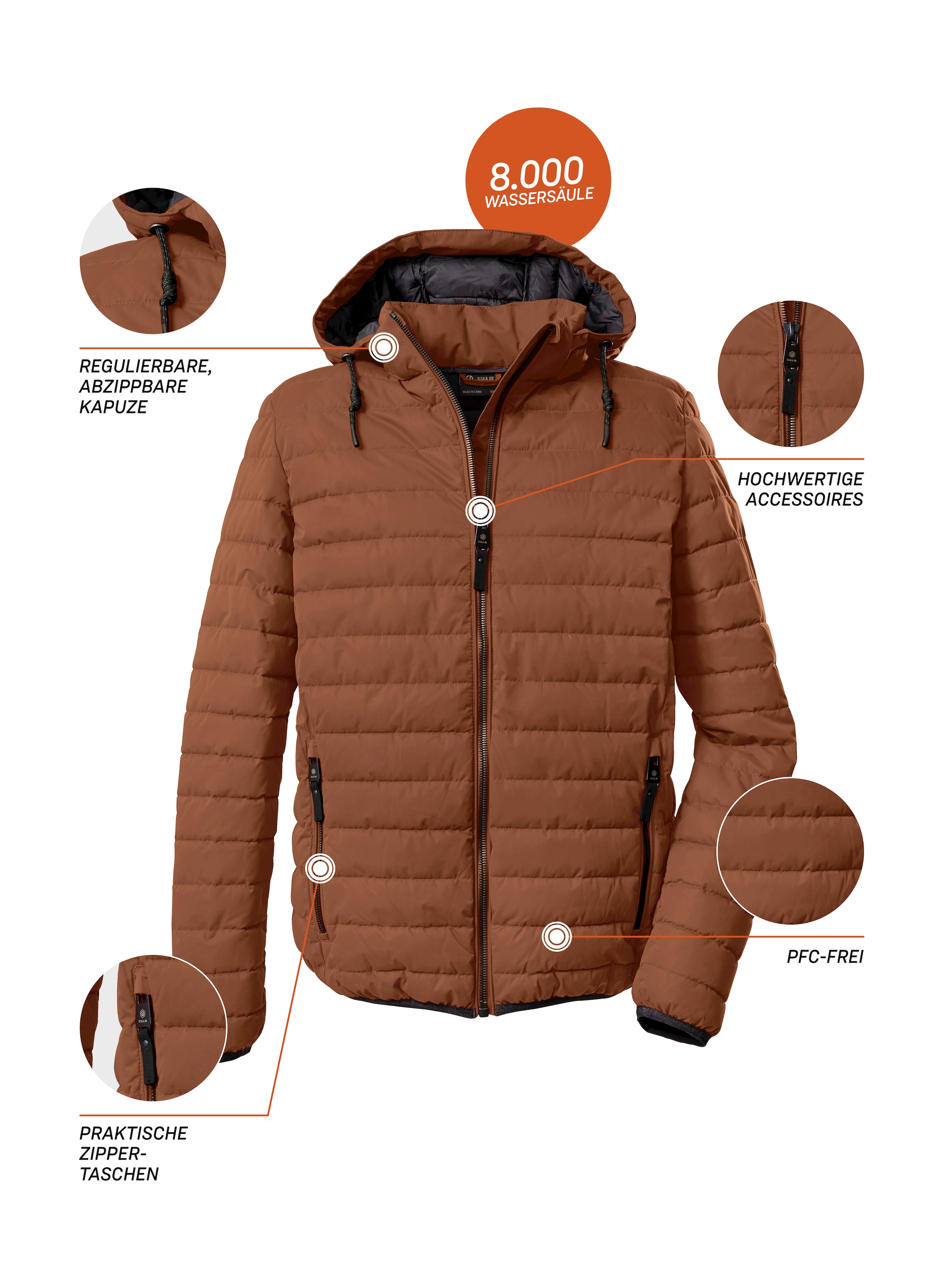 G.I.G.A. DX by killtec Steppjacke »GW 42 MN QLTD JCKT«, Modische, wasserabweisende Funktionsjacke mit abnehmbarer Kapuze