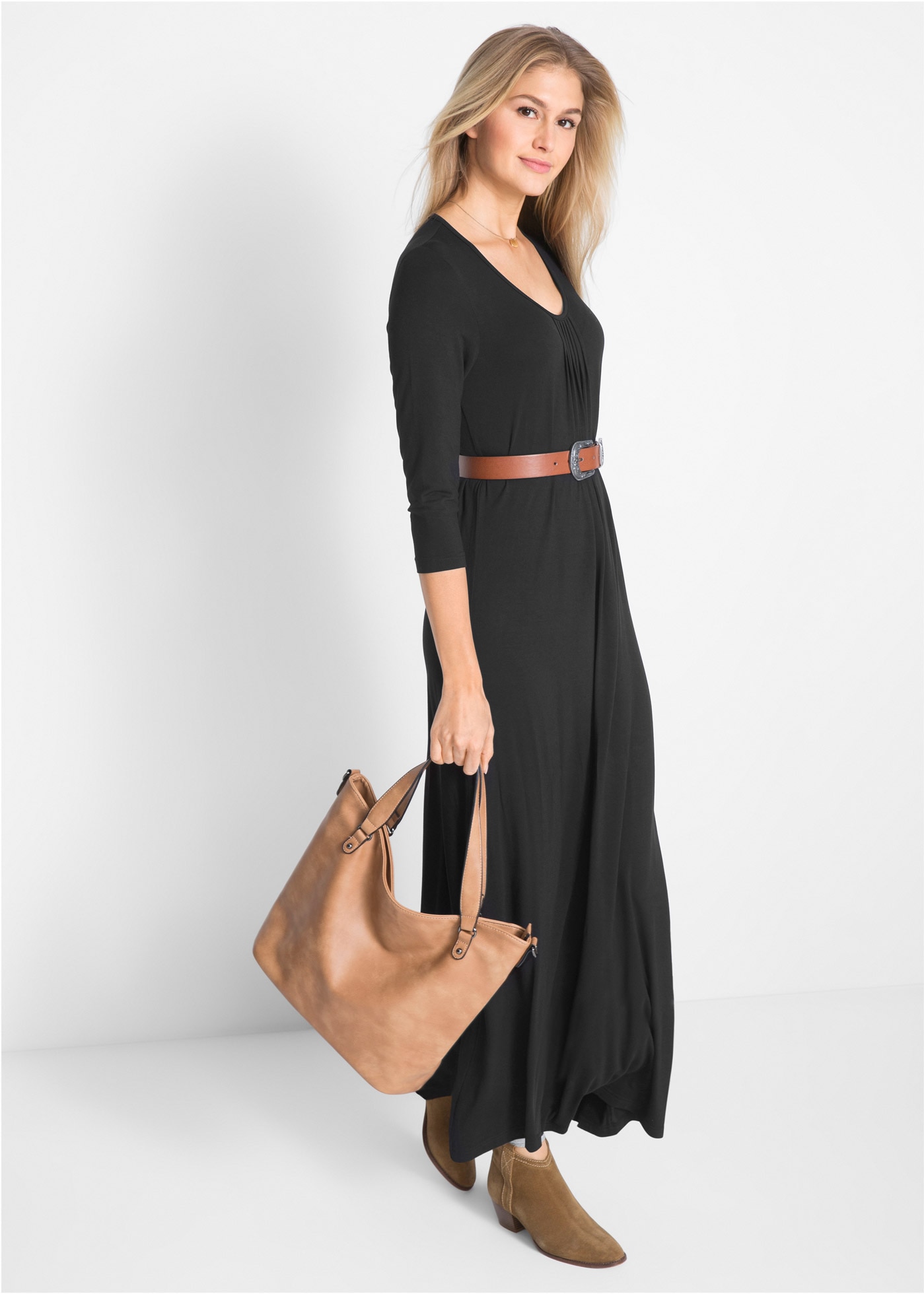 Image of bonprix Maxikleid für Casualmode im Frühjahr und Sommer, A-Linie, mit 3/4-Ärmeln