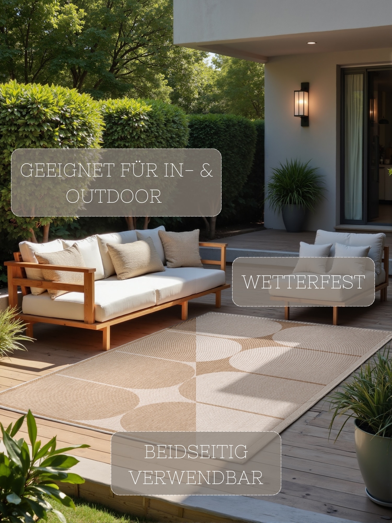 HANSE Home Outdoorteppich »Bowen Wendeteppich«, rechteckig, 5 mm Höhe, Läufer, In und Outdoor, Flachgewebe, wetterfest, pflegeleicht, robust
