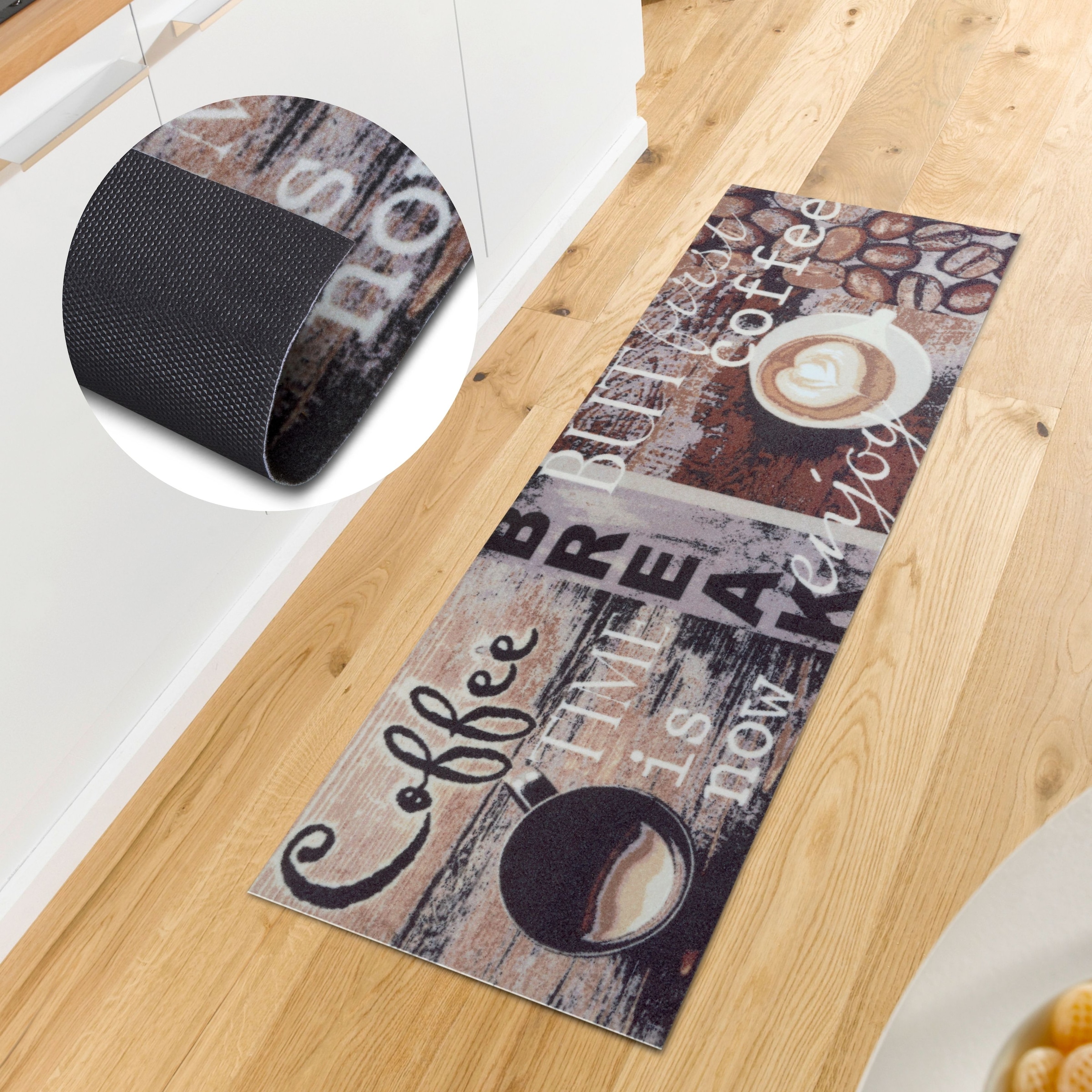 Image of HANSE Home Küchenläufer "Enjoy Coffee Break" rechteckig 3 mm Höhe Läufer, Rutschfest, Küchenteppich, Motiv Kaffee, Pflegeleicht
