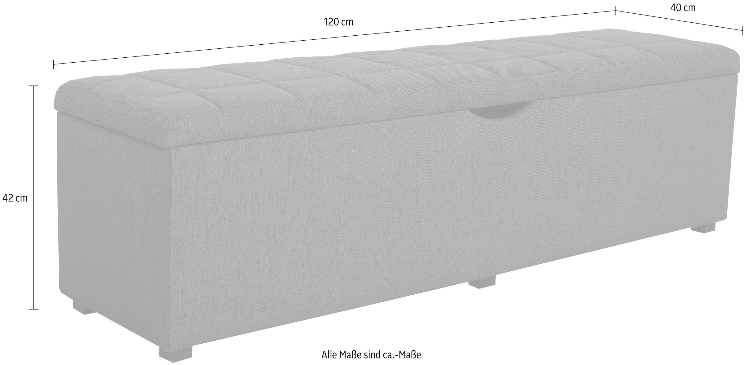 PLACES OF STYLE Hockerbank »Checked« mit Stauraum, Breite 120 cm und 160 cm, als Bettbank geeignet