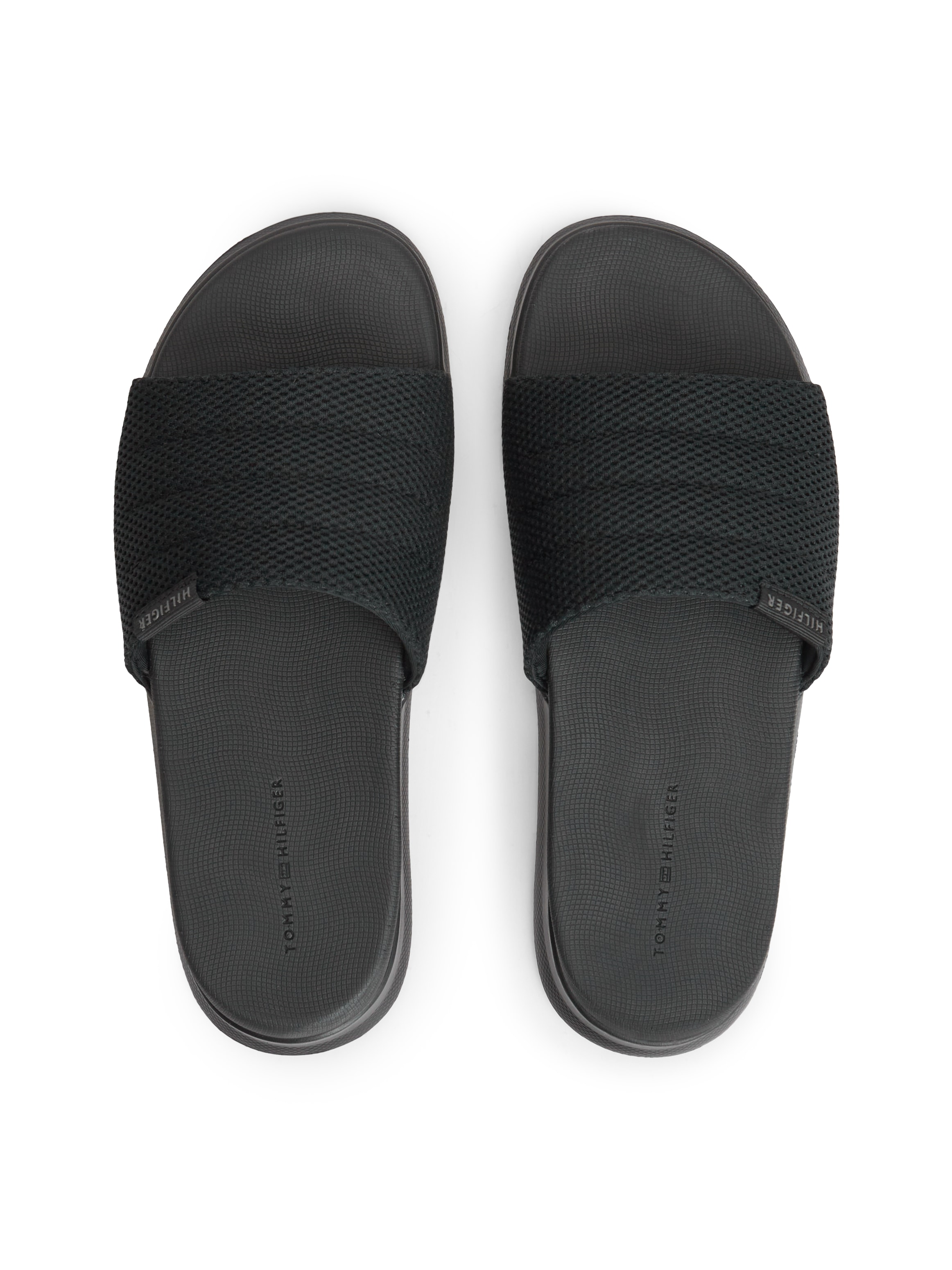 Tommy Hilfiger Pantolette »DUAL DENSITY TEXTILE POOL SLIDE«  Sommerschuh, Poolslides mit modischer Ziersteppung