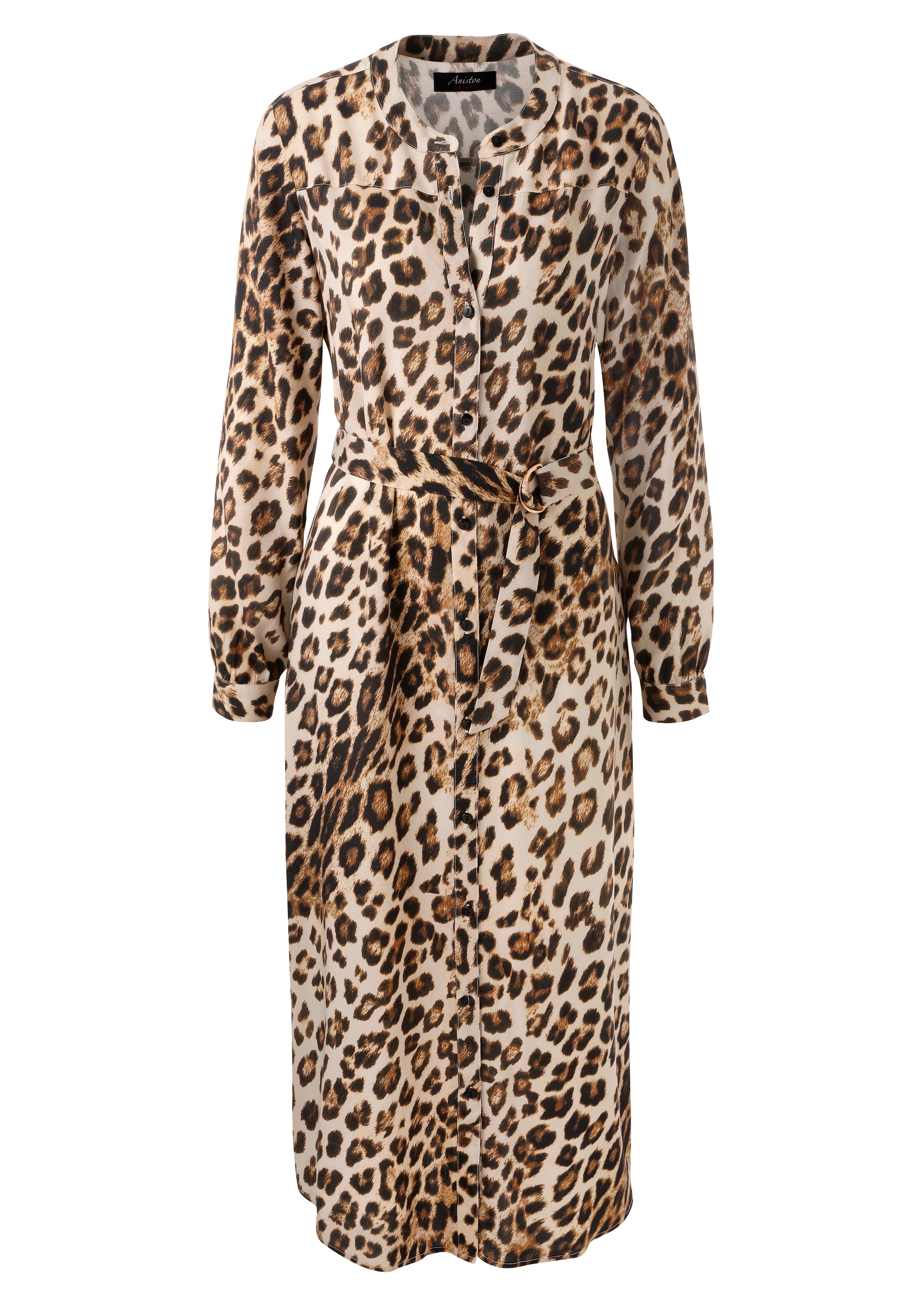 Aniston CASUAL Blusenkleid, (mit abnehmbarem Bindegürtel), mit trendigem Leo-Print - jedes Teil ein Unikat - NEUE KOLLEKTION