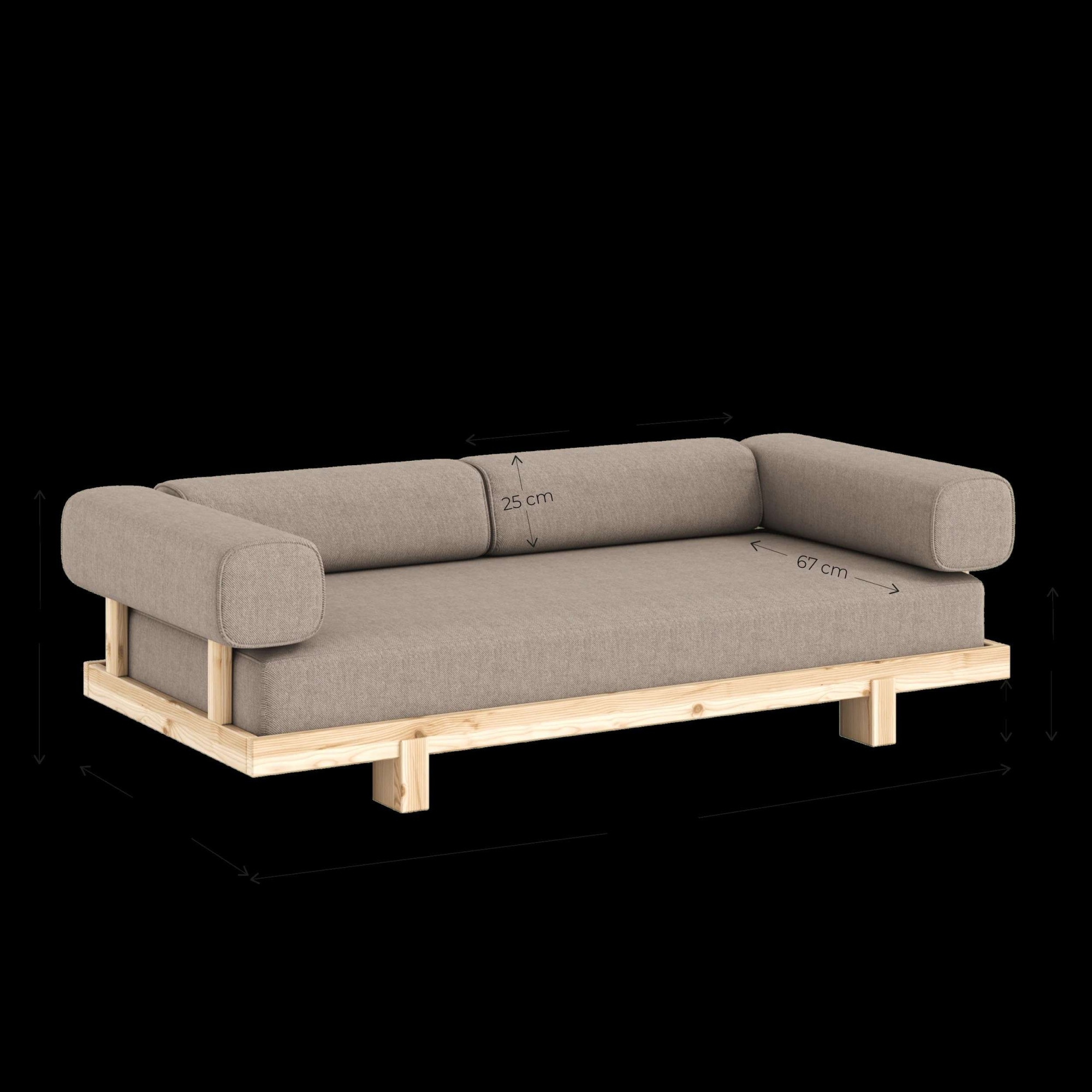 Karup Design Canapé-lit »Stay Sofa Bed, mit Bettfunktion & Boxspring, 3 Sitzer aus Massivholz« Boxspring-Matratze mit Sprungfedern, 90 x 200 cm, Made in Europe