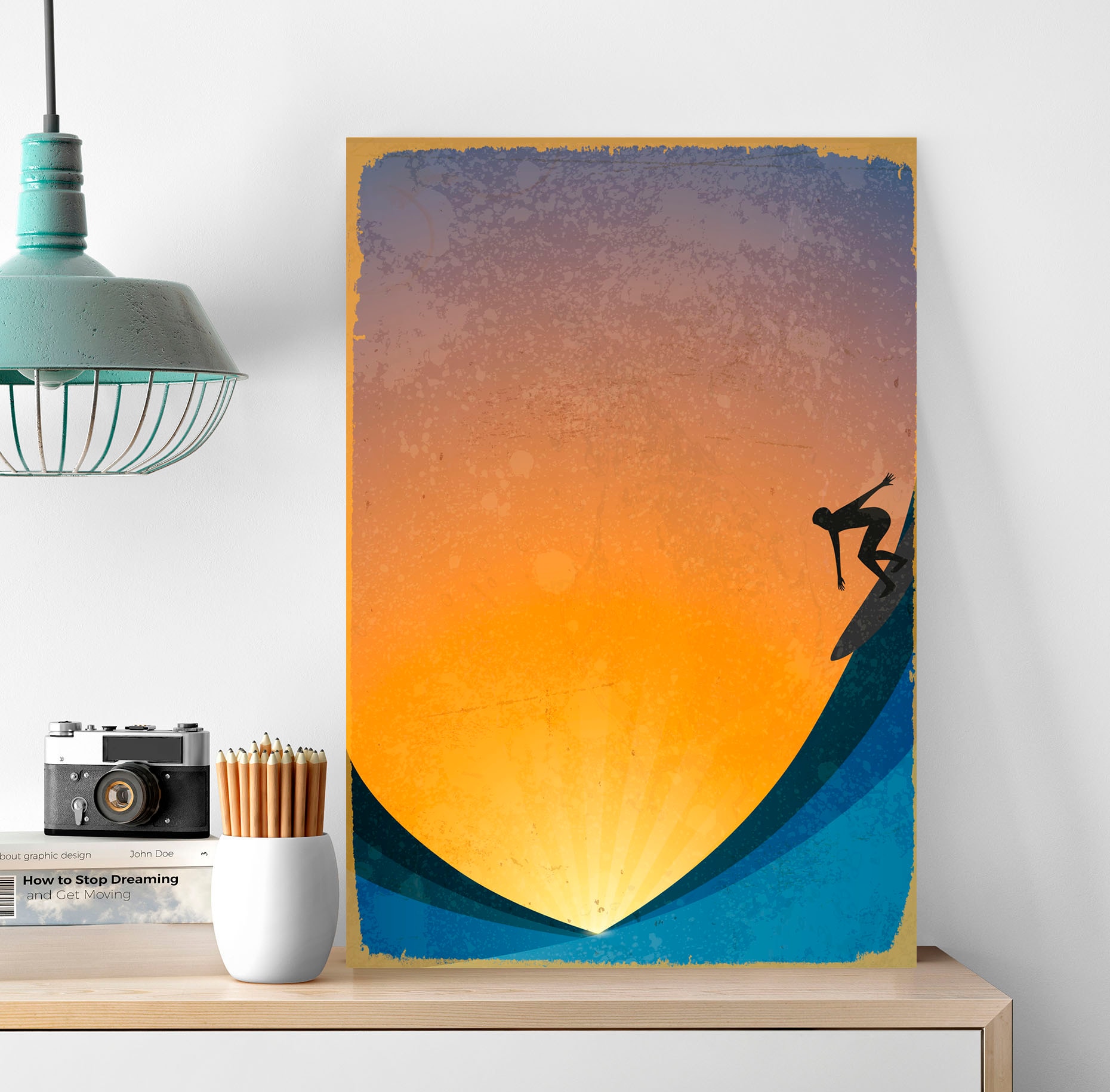 Image of queence Metallbild "Surfer" Meer Meer Bilder 1 Stk. tlg. Stahlschilder