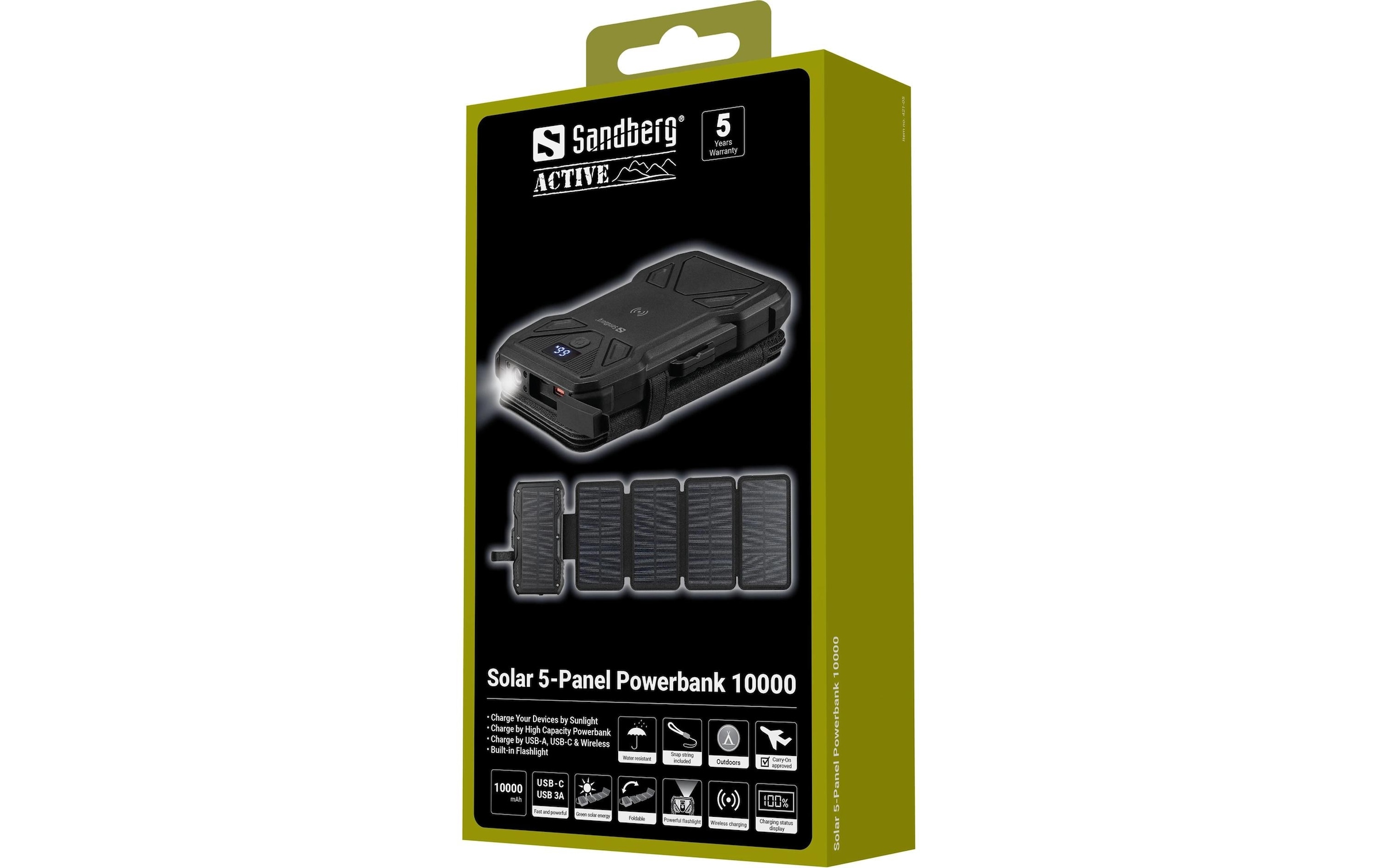 Sandberg Powerbank »Solar 10000 mAh« Solarpanel, Wireless Charger