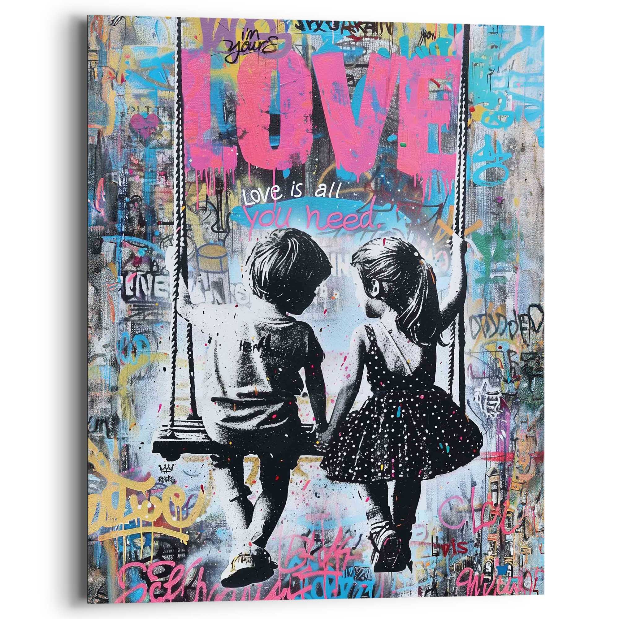 Image of Reinders Deco-Panel "Swinging Kids" Kinderzimmer - Graffiti - Kinder - Schaukel - Mehrfarbig - MDF