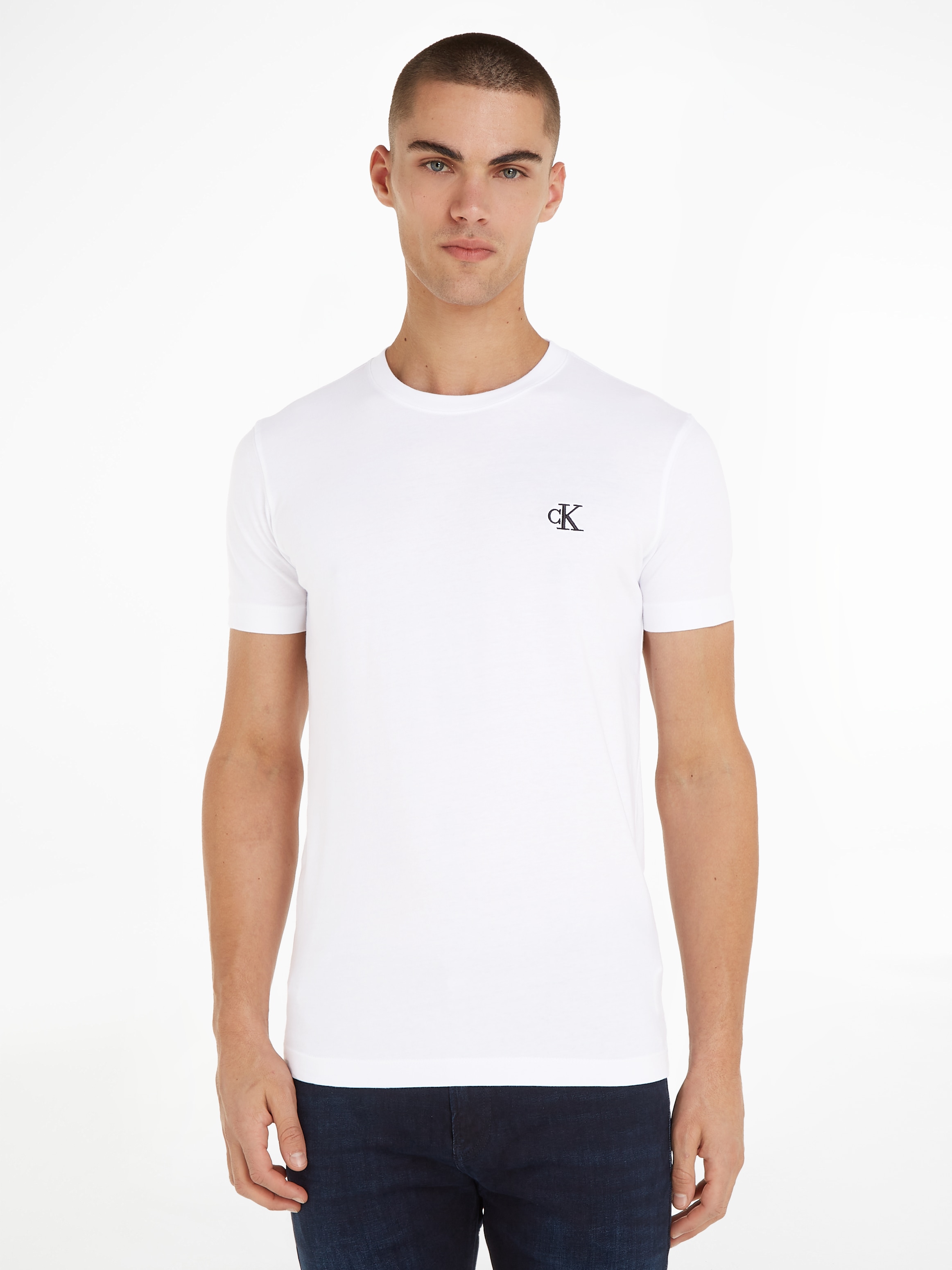 Image of Calvin Klein T-Shirt "CK ESSENTIAL SLIM TEE" mit Logo-Stickerei
