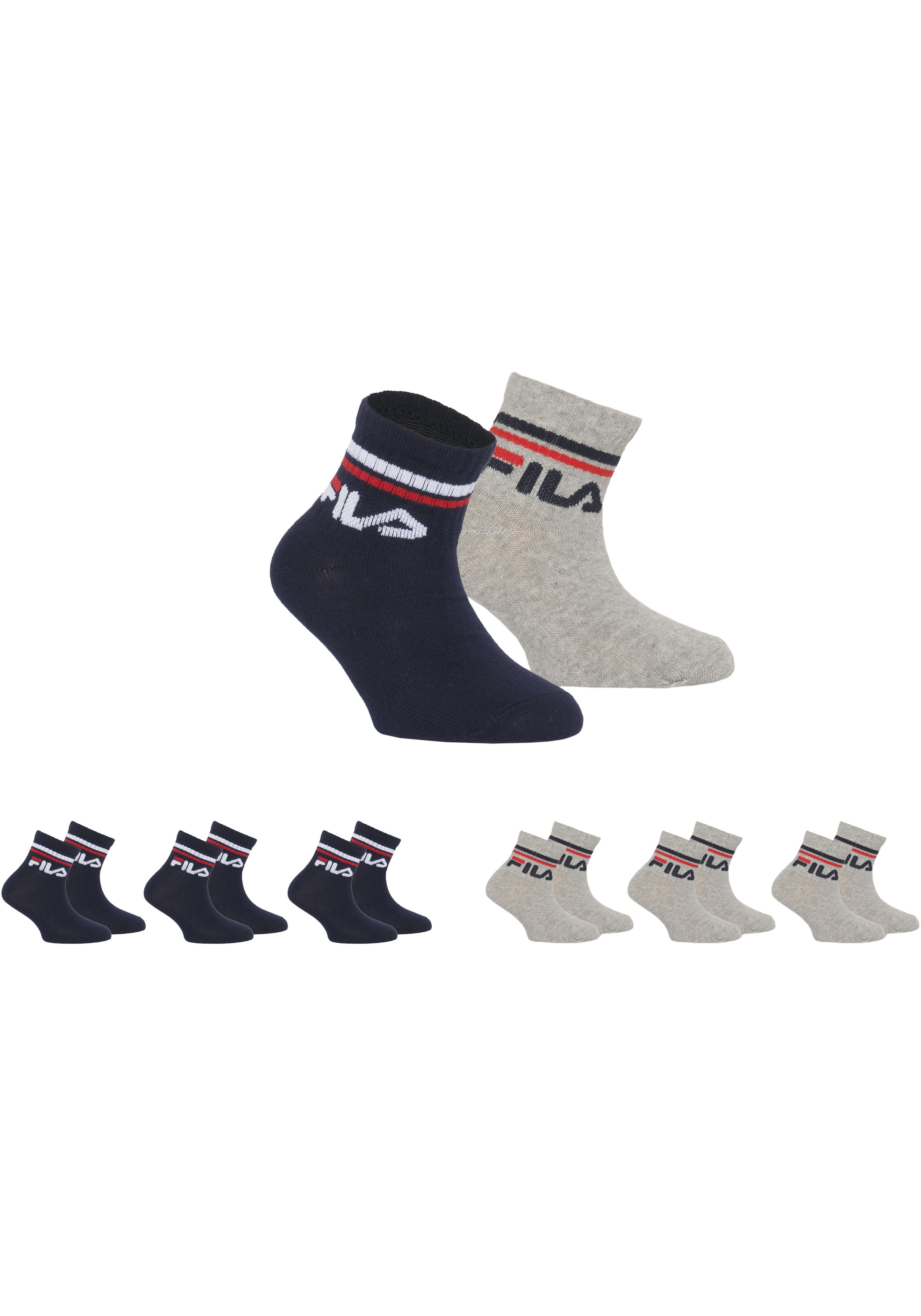 Fila Kurzsocken, (6er Pack), mit eingestricktem Logo im Bündchen, Kindersocken