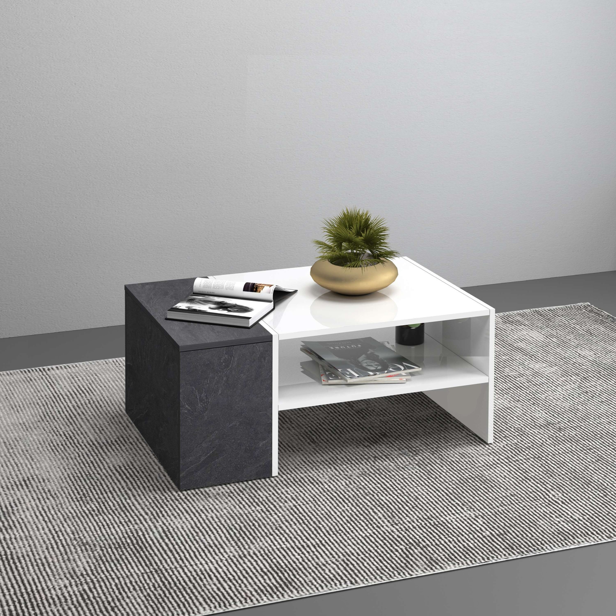 Image of Home affaire Couchtisch "Coro, Couchtisch, Couchtisch mit seitlichem Stauraum,Sofatisch" Länge 90 cm, mit zwei Ablagefächern davon eines geschlossen
