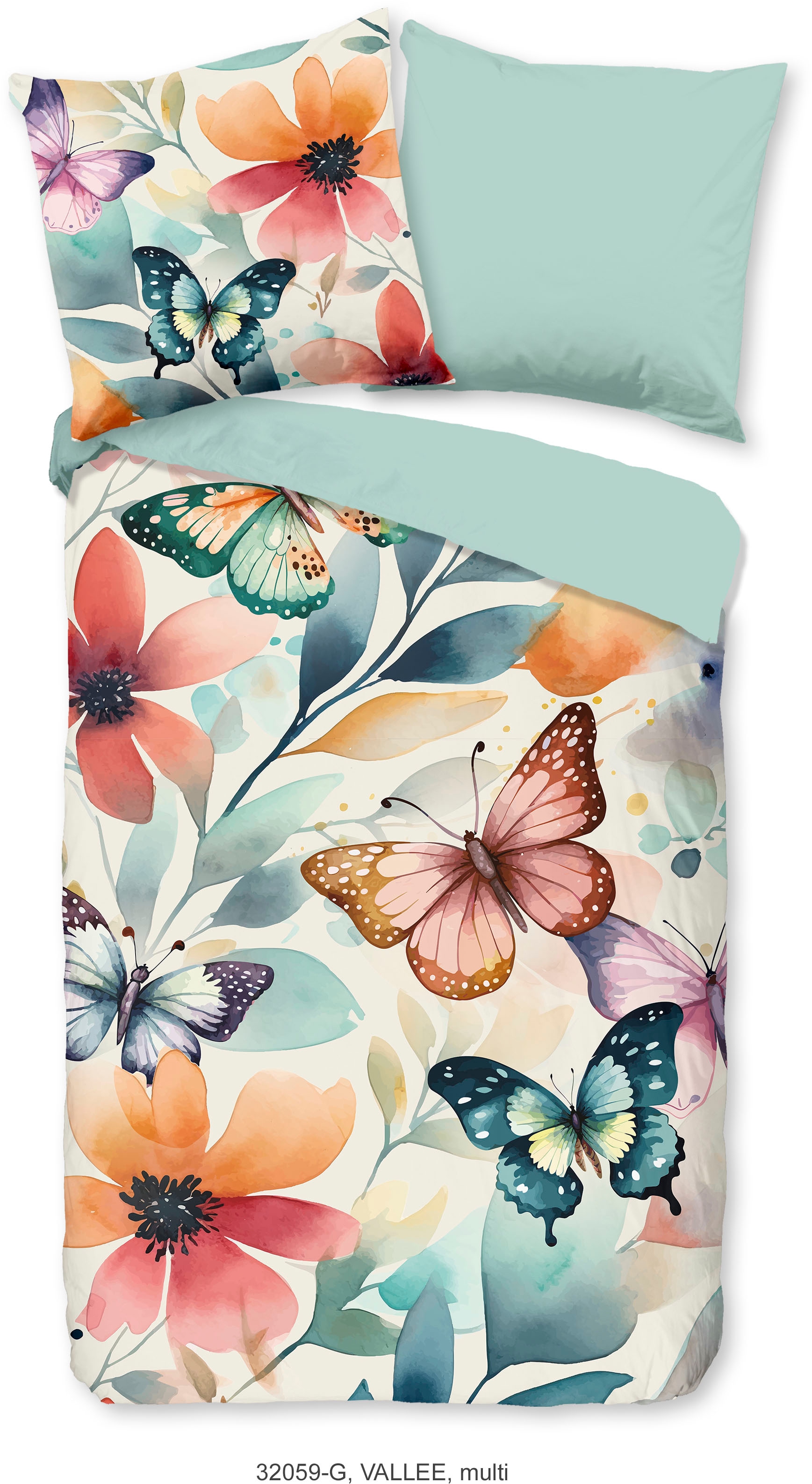 good morning Wendebettwäsche »Vallee«, 100% Baumwolle, 135x200, Reissverschluss, Wendeoptik, Blumen, Bunt