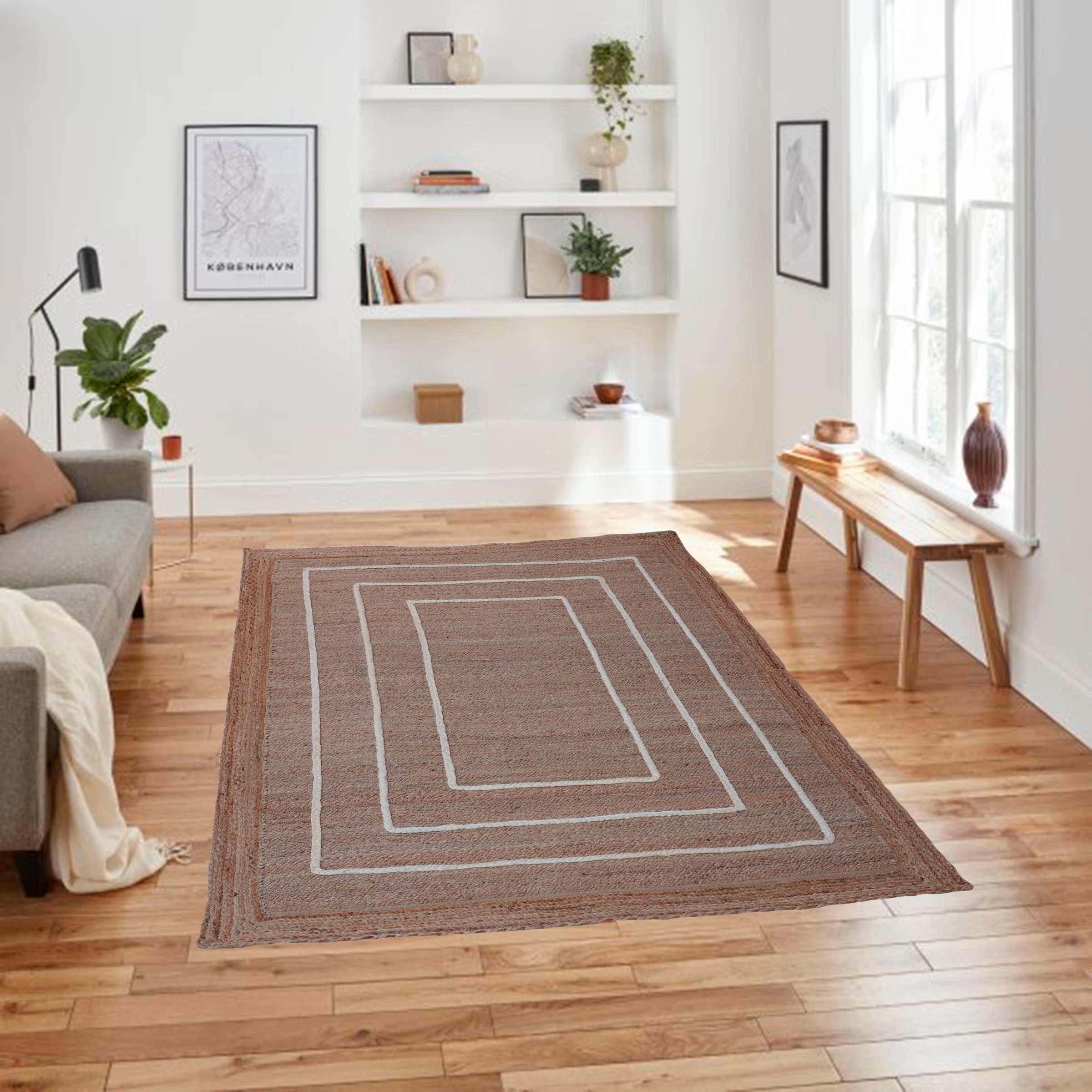 Leonique Teppich »Nilay«, rechteckig, Geflochtener Teppich aus 100% Jute,  mit Bordüre, pflegeleicht sans frais de livraison sur