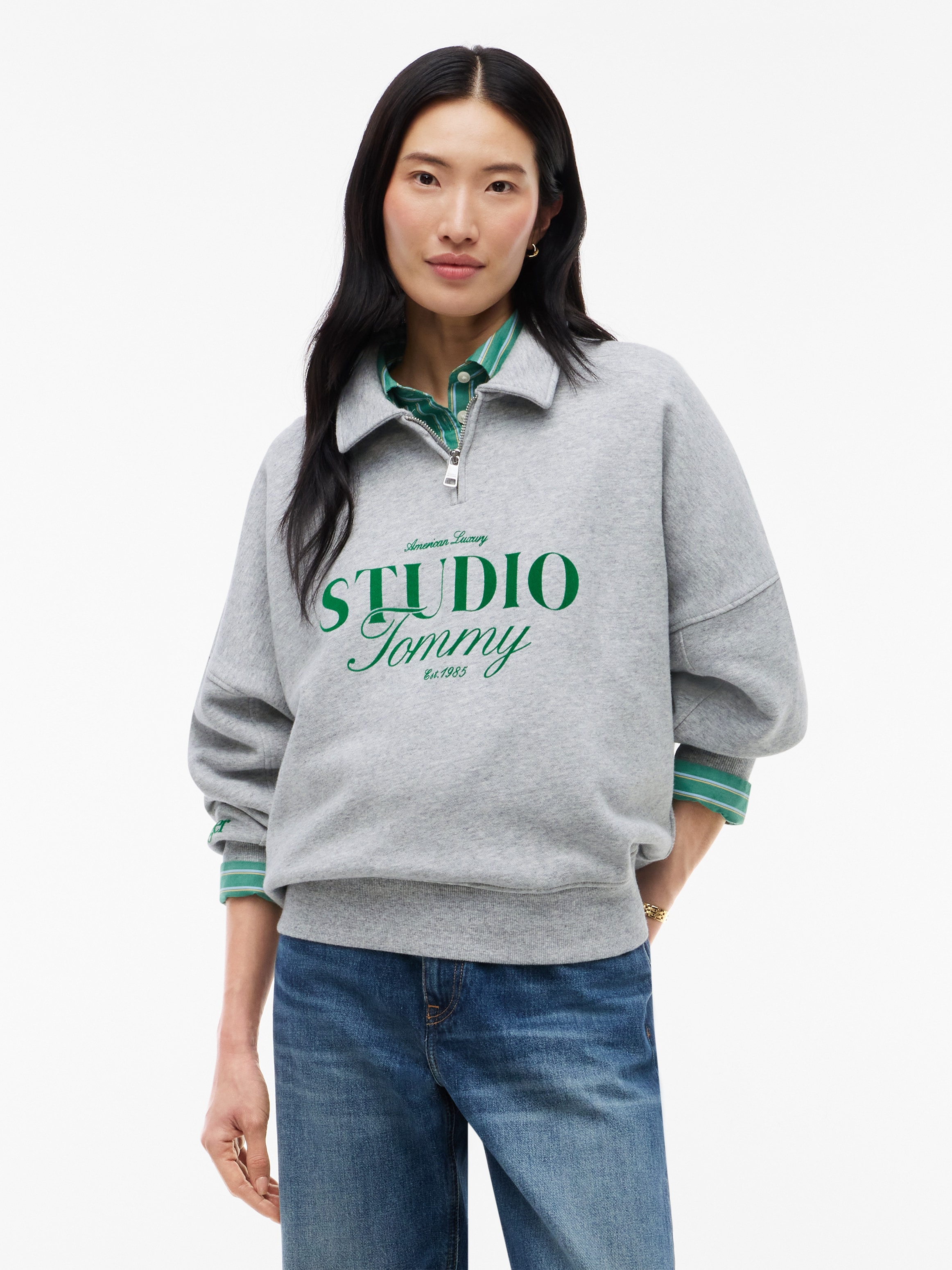 Image of Tommy Hilfiger Sweatshirt "STUDIO TOMMY HALF-ZIP POLO SWT", Baumwolle