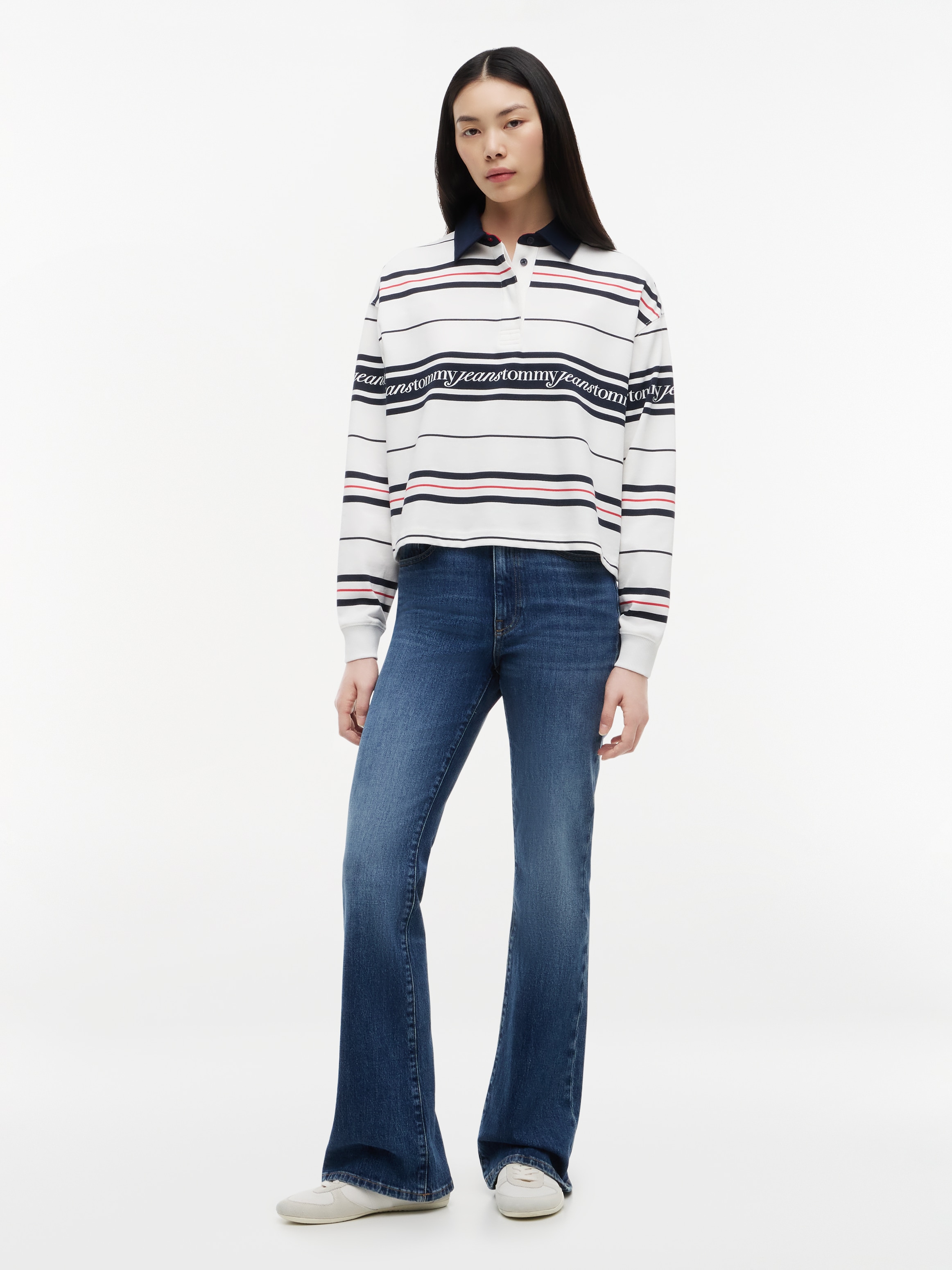 Tommy Jeans Sweatshirt »TJW RLX SCRIPT RUGBY«, Baumwolle,  relaxed fit, Polokragen
