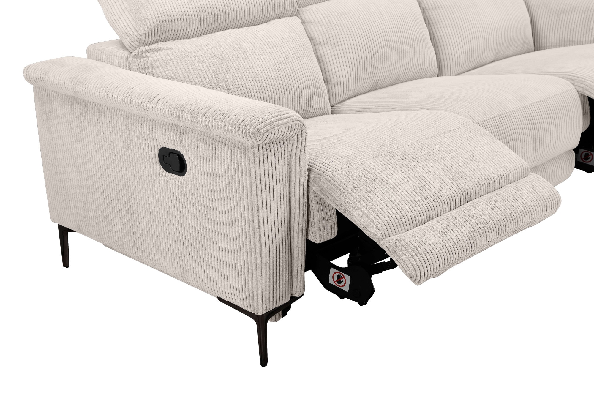 Home affaire 3-Sitzer »Lund Cord, mit manueller o. elektrischer Relaxfunktion in 2 Sitzen,« USB-C, Kopfteilverstellung, Breite 222 cm