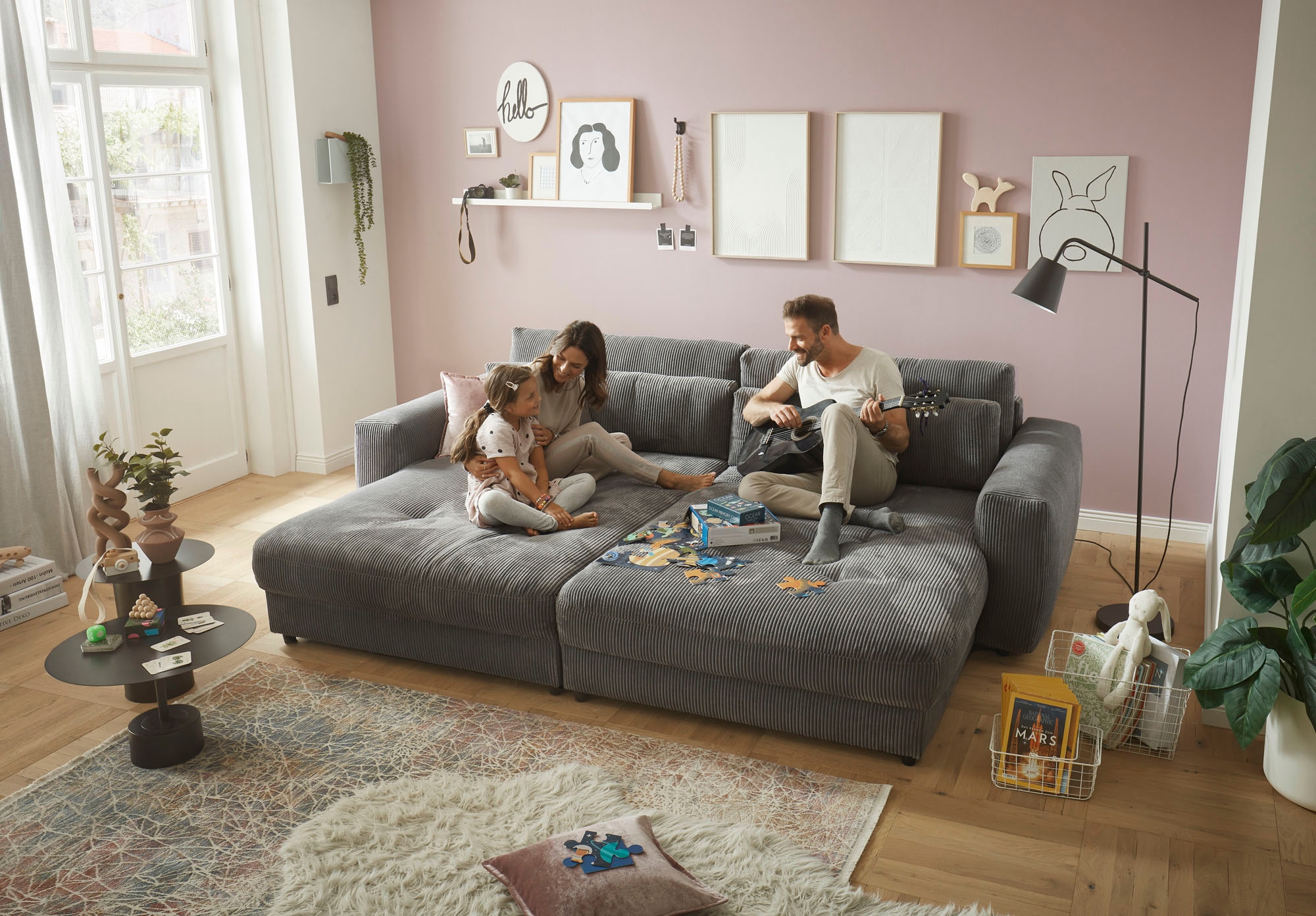 ED EXCITING DESIGN Loveseat »Barura«, (2 St.), Big-Sofa mit 2 Nierenkissen