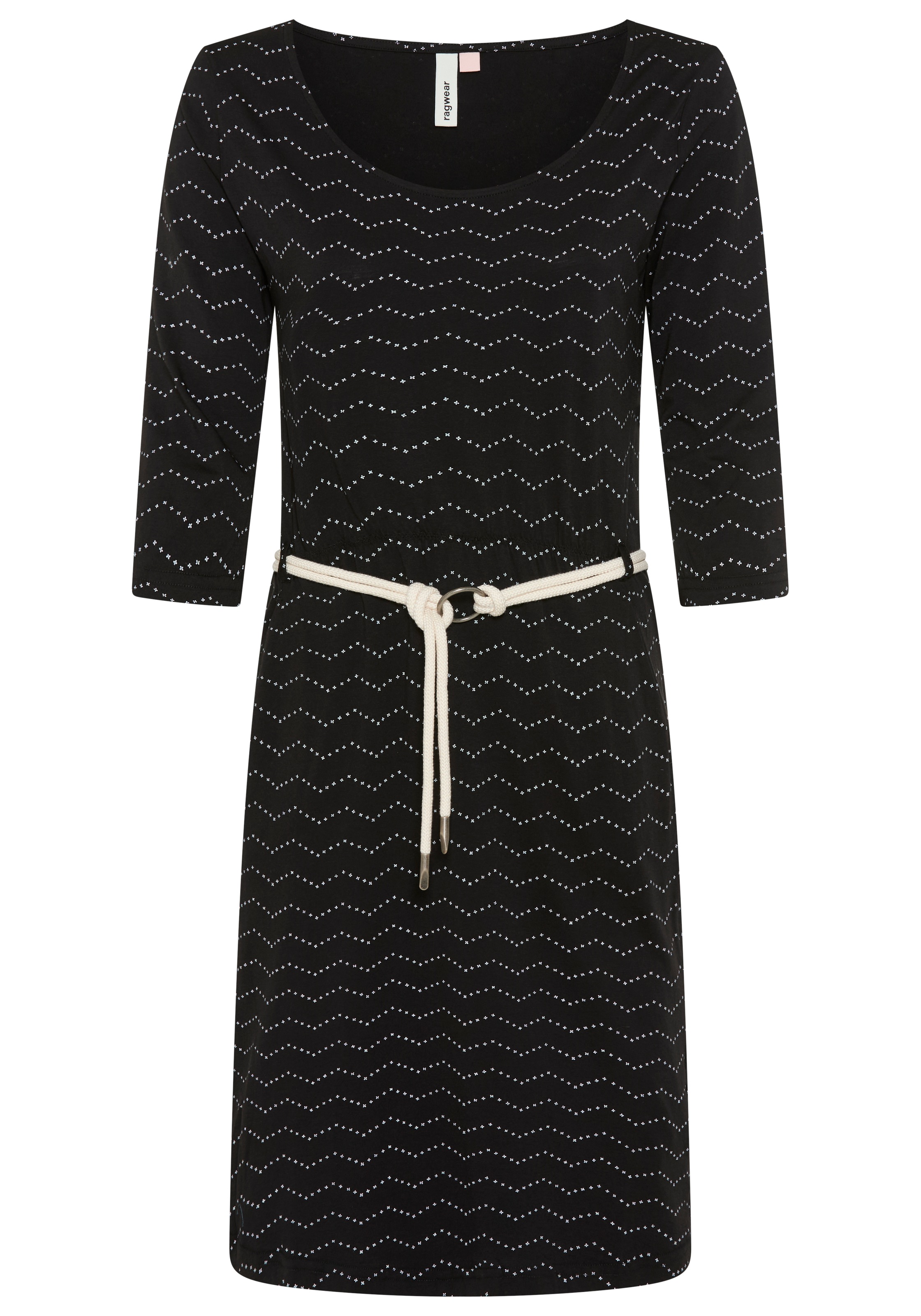 Ragwear Jerseykleid »LILITHA ZIG ZAG O« mit Taillen-Bindegürtel