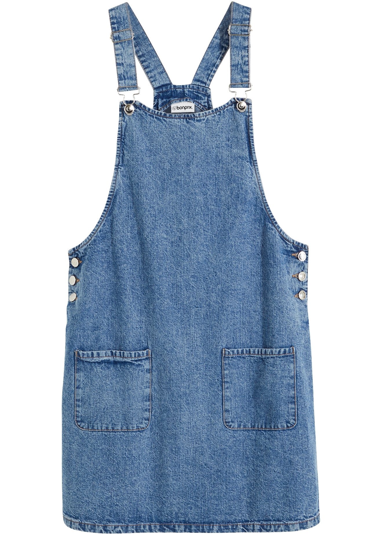 bonprix Robe en jean A-Linien-Passform, aus Baumwolle, mit zwei aufgesetzten Taschen