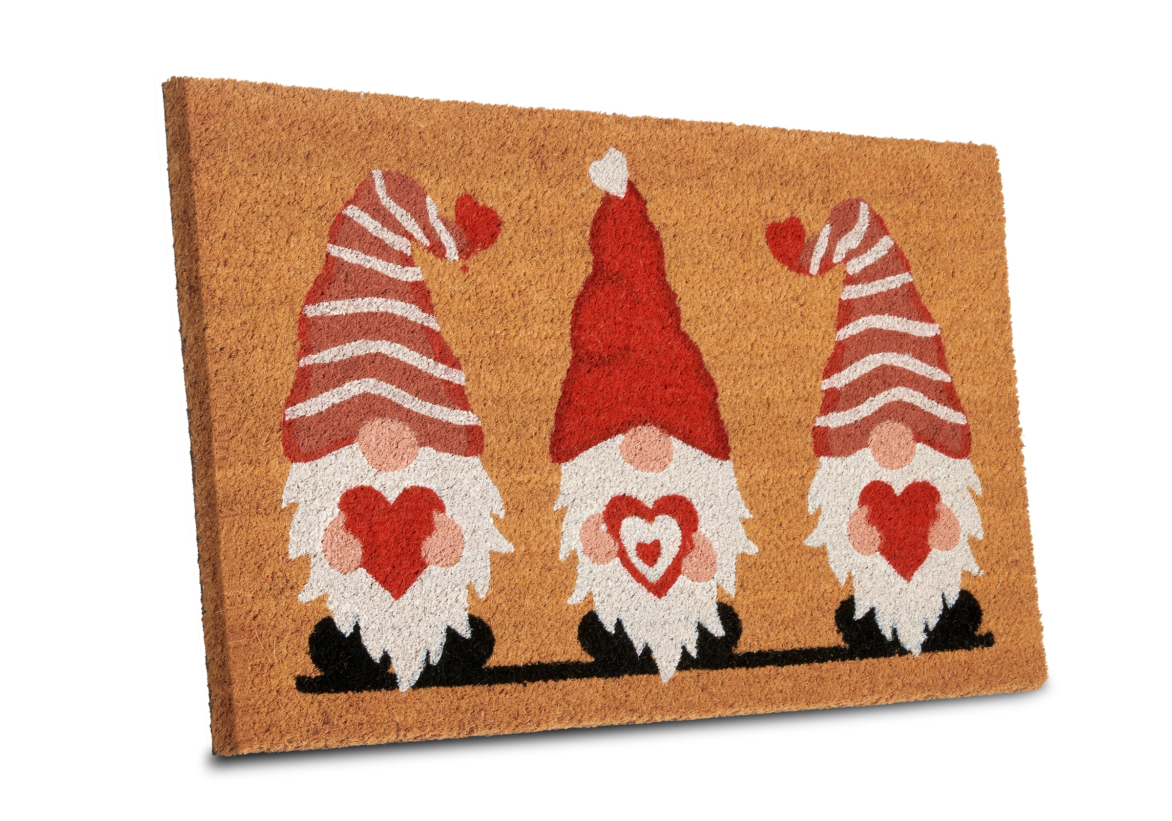 HANSE Home Fussmatte »Kokos Gnome Heart, Türmatte«, rechteckig, 15 mm Höhe, Schmutzfangmatte, Rutschfest, Outdoor, Weihnachten, Kokosmatte, Zwerg
