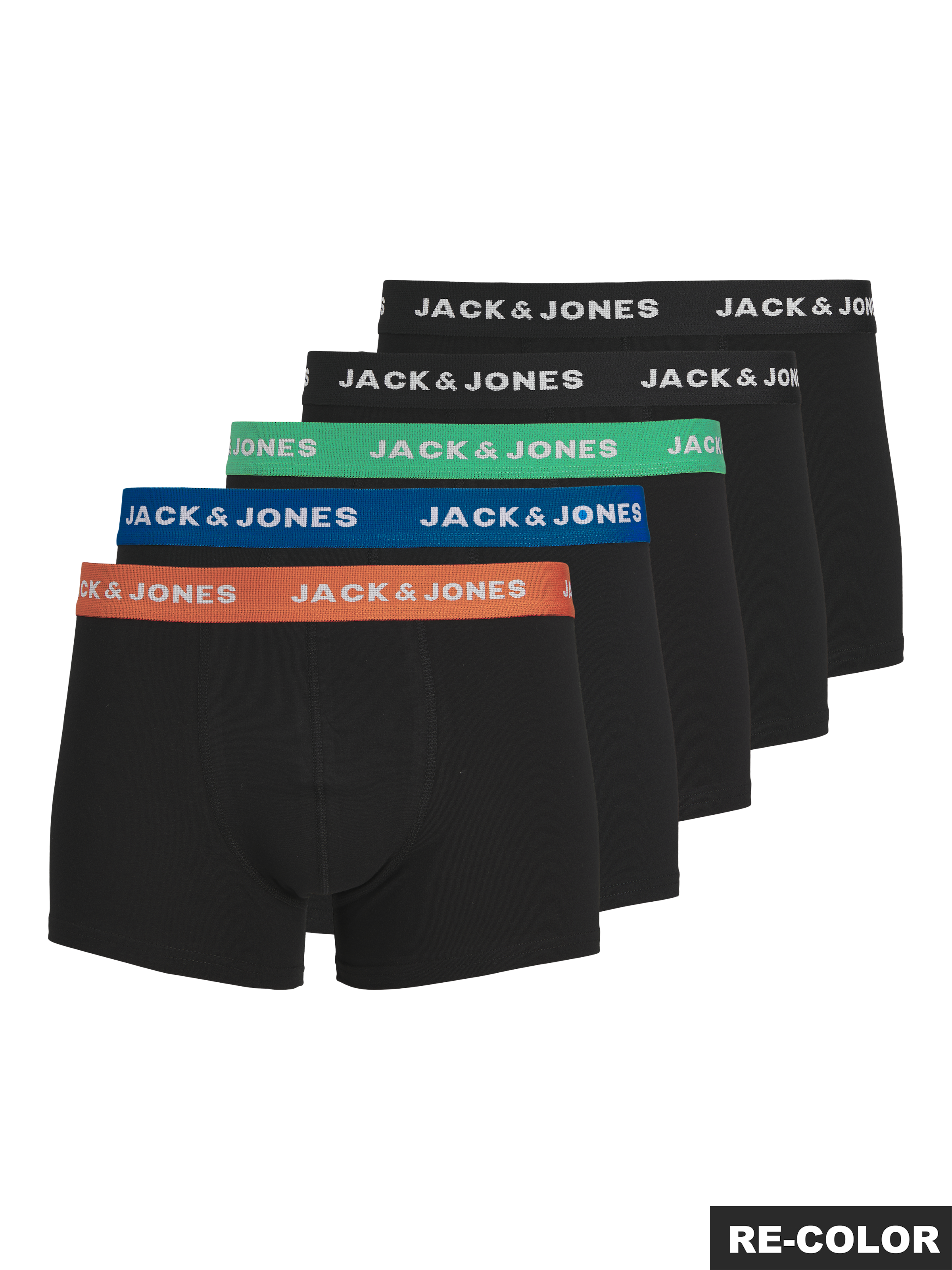Jack & Jones Boxer »JACHUEY im Fünferpack mit toniger Naht und elastischem Bund« Packung, 5er-Pack, 5 Stk. unifarben, modisch, eng anliegend, Baumwollmischung