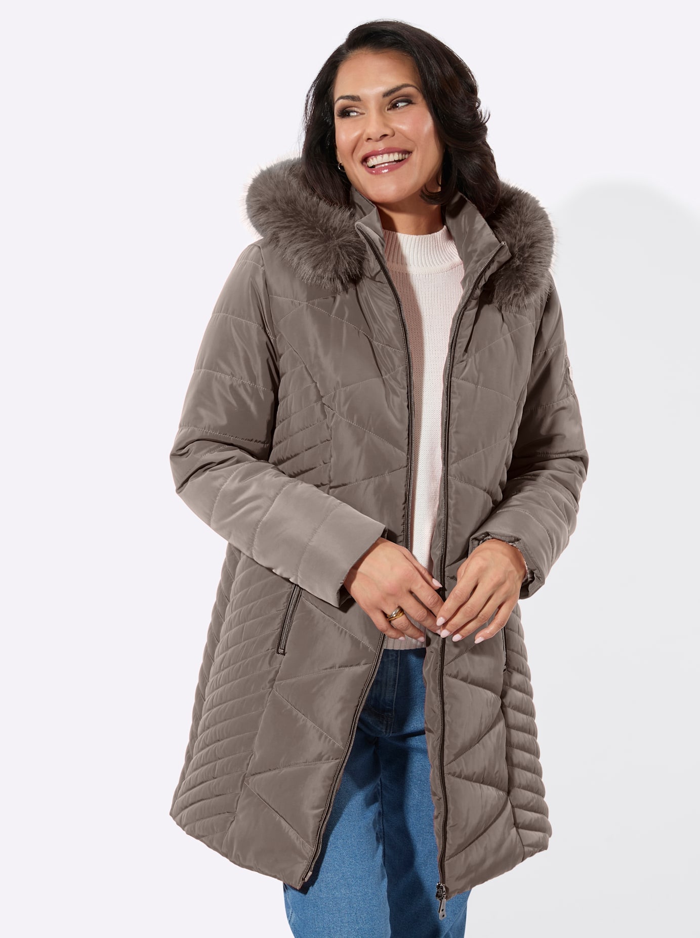 Casual Looks Langjacke mit Kapuze