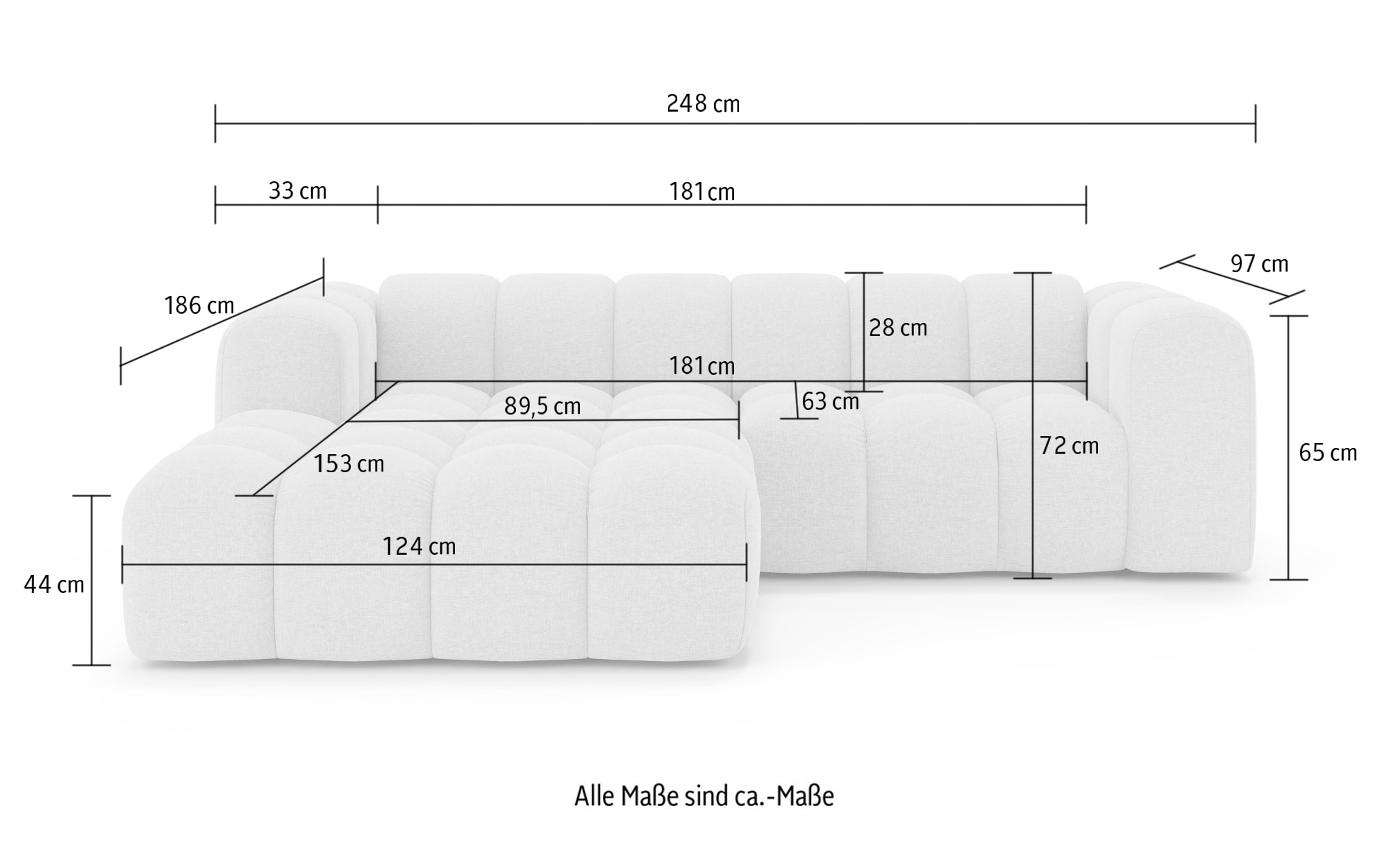 GOODproduct Ecksofa »KALLIE L-Form,  248 cm - OTTO. Verlässliche Qualität.« Bubble Optik, moderne Steppung, hoher Sitzkomfort