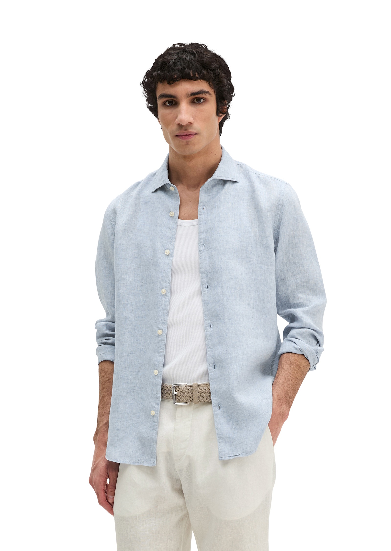 Marc O'Polo Chemise à manches longues shaped fit aus feinem Leinen-Chambray
