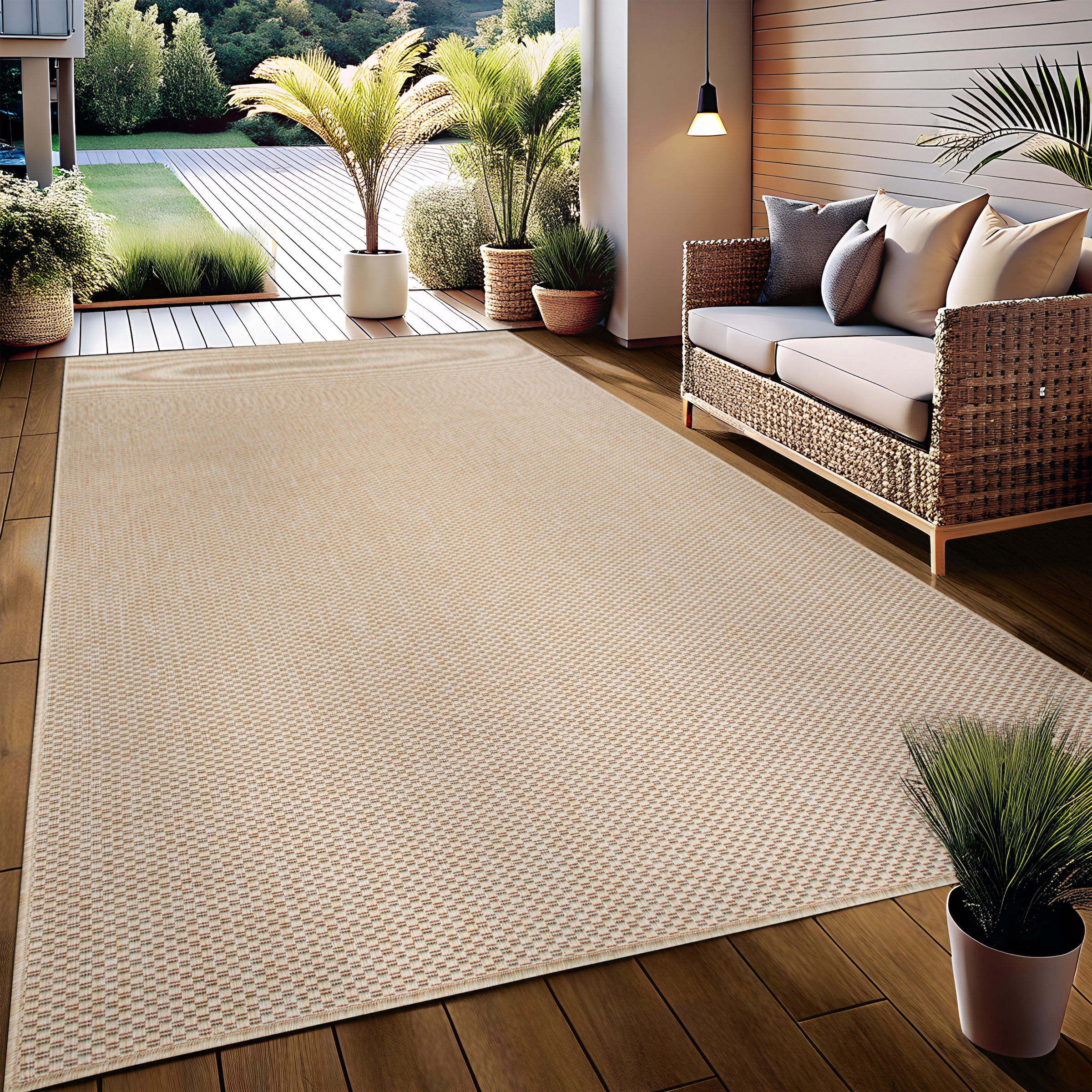 my home Teppich »Venedig auch als Läufer erhältlich« rechteckig 4 mm Höhe In- und Outdoor geeignet, Sisal-Optik, Wetterfest & UV-beständig