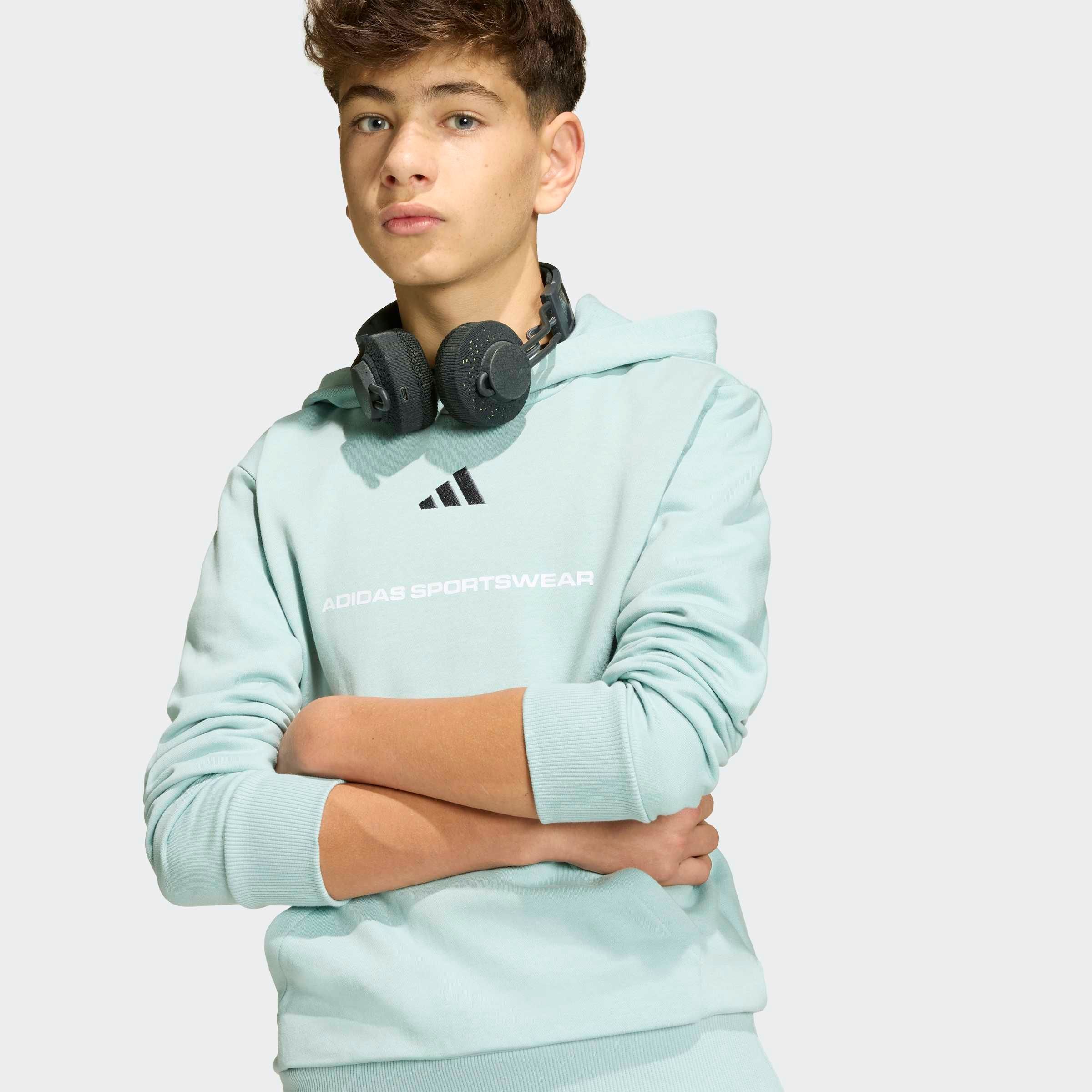 Image of adidas Sportswear Kapuzensweatshirt "ADIDAS SLOGAN FLEECE-HOODIE", mit Kängurutasche, sportlicher Stil, aus weichem Fleece