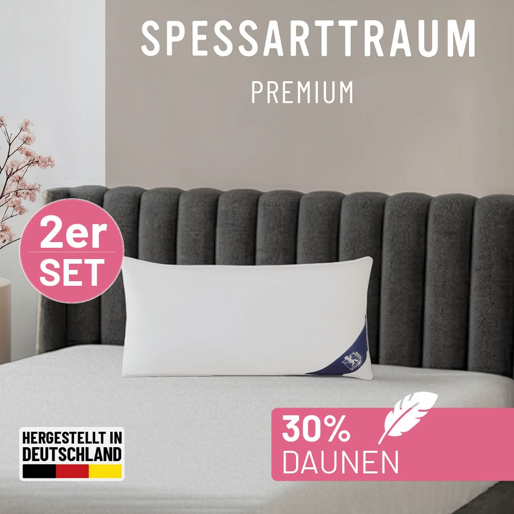 Image of SPESSARTTRAUM Gänsefederkopfkissen "Premium, Kopfkissen 1-tlg. oder 2-tlg. 40x80 oder 80x80 cm" Füllung: 70Gaensefedern30Gaensedaunen 2 Stk. tlg. hergestellt in Deutschland, allergikerfreundlich, im Set günstiger
