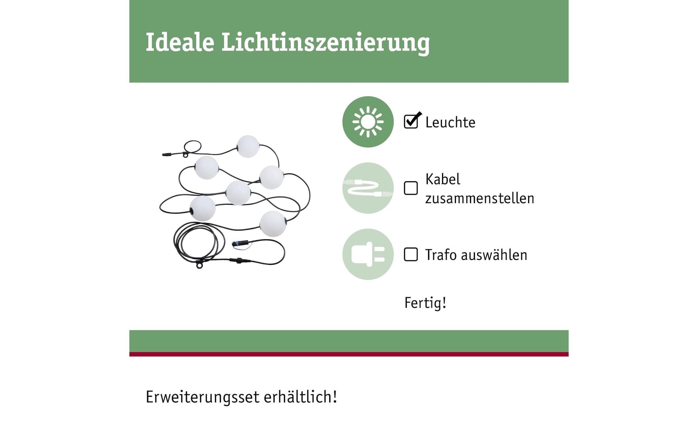 Paulmann Gartenleuchte »LED Lichterkette Plug & Shine Naima 5.88 m, WW, Schwarz« LED-Modul warmweiss