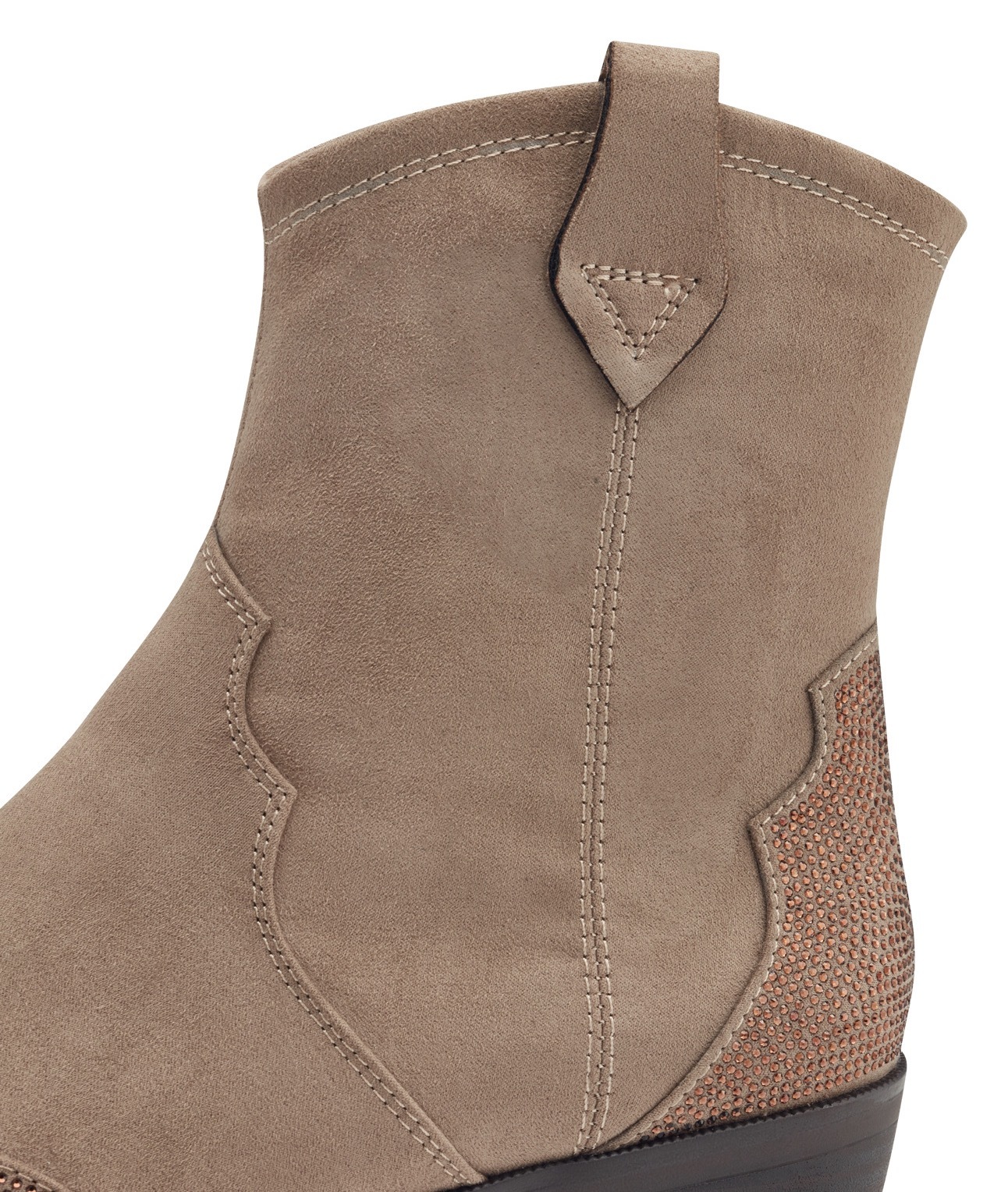 MARCO TOZZI Westernstiefelette, Blockabsatz, Cowboy Stiefelette, Boots, funkelnde Glitzersteinchen