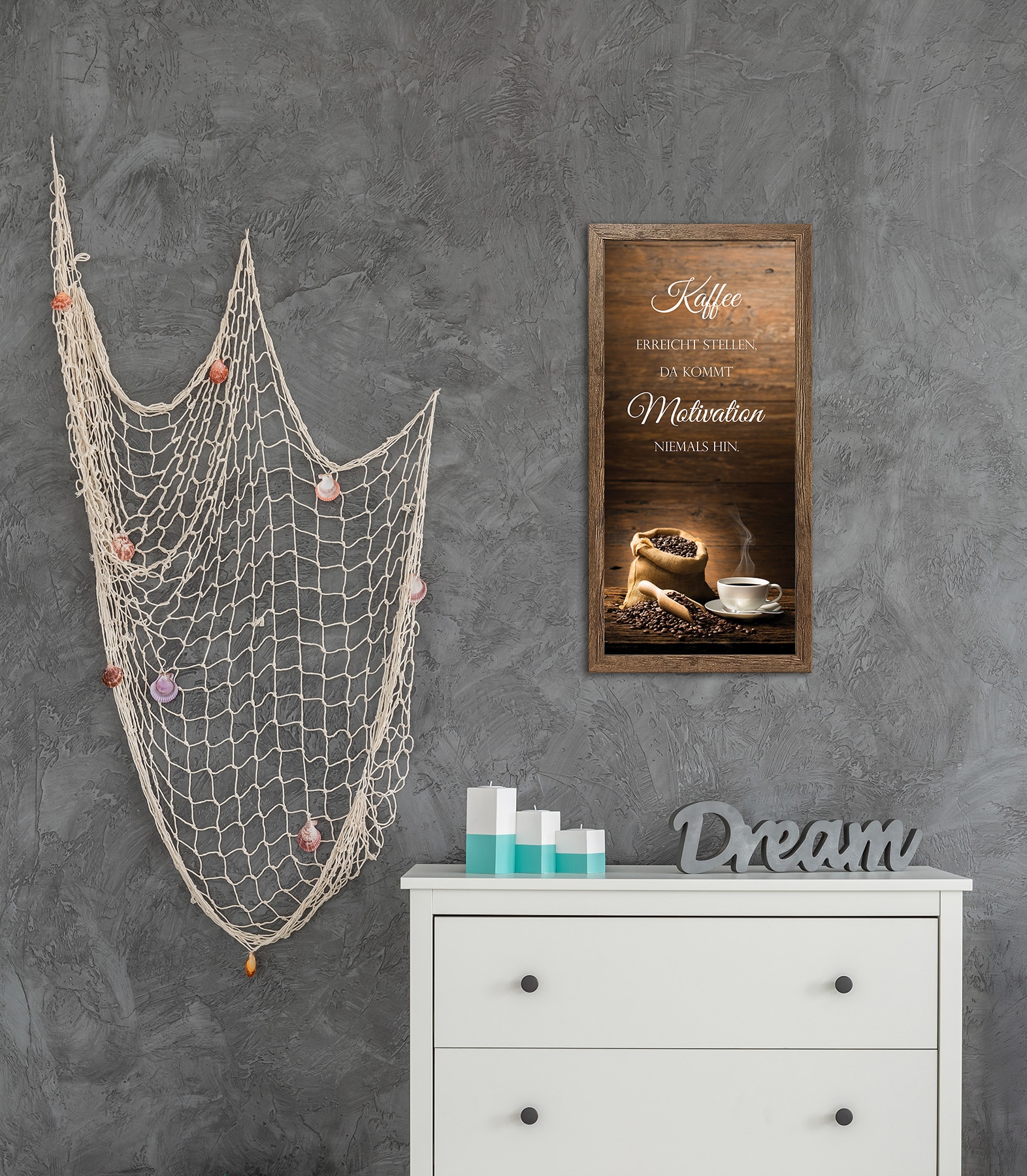 Bönninghoff Bild mit Rahmen »Wandbild gerahmt KAFFEEBEUTEL MIT SPRUCH 23x49 cm – Wanddeko« Kaffee | Kaffee Bilder | Sprüche | Sprüche & Texte 1 Stk. tlg. mit dekorativem Rahmen