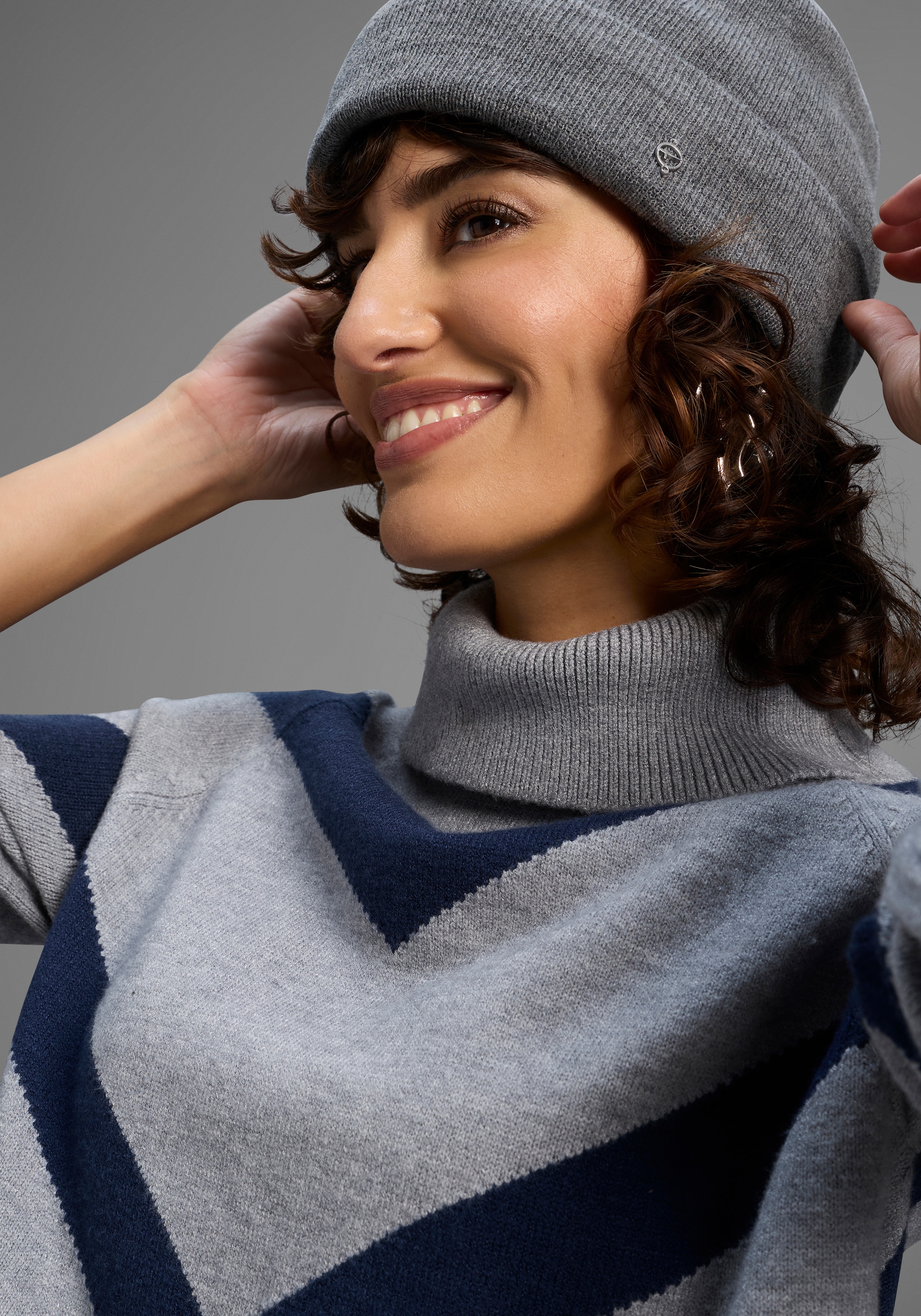 Laura Scott Pull à col roulé kuscheliger Winterstrick mit lässigem Streifenmuster - NEUE KOLLEKTION