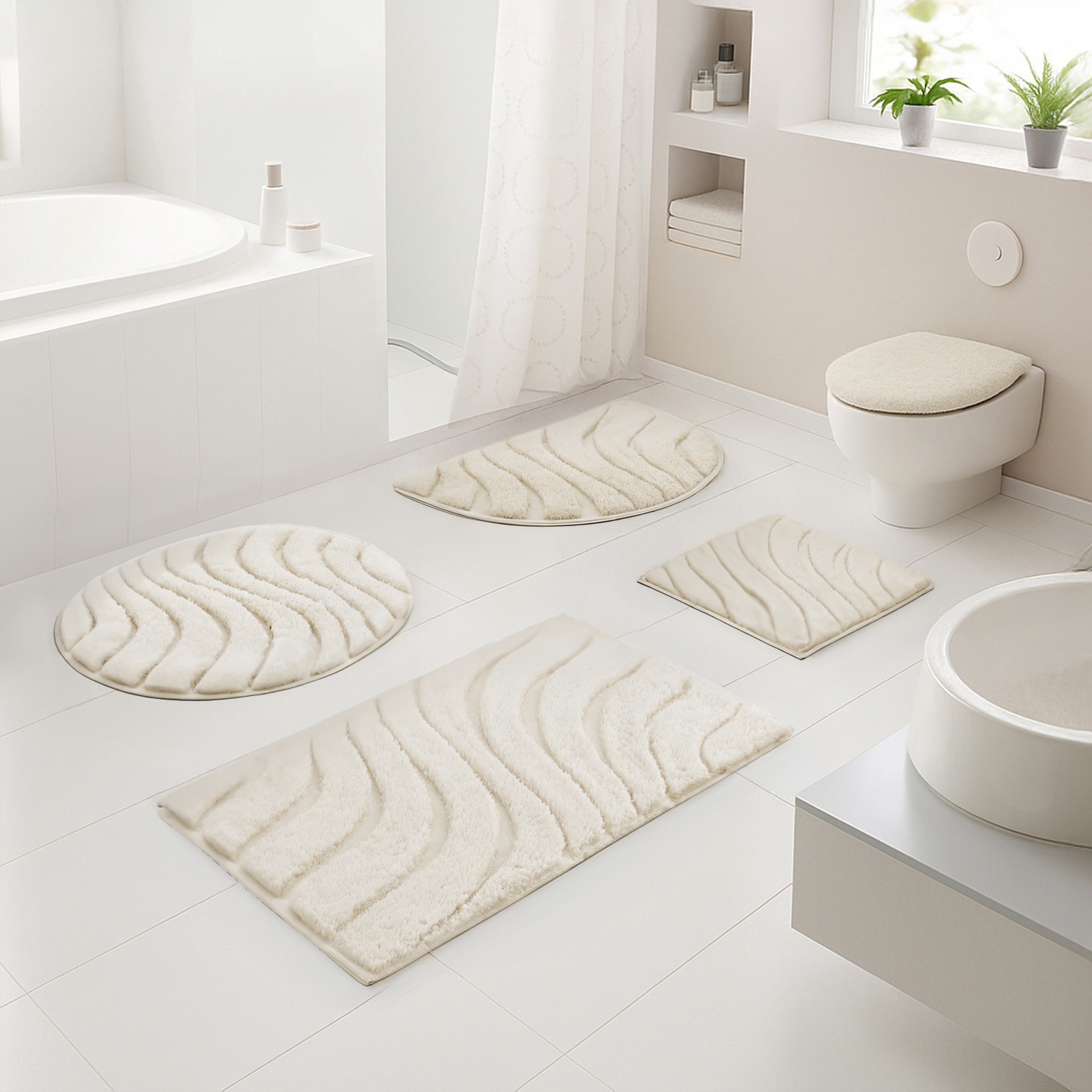 GOODproduct Badematte »Levii, Badvorleger, Badezimmer Teppich, sehr weich« Höhe 20 mm rutschhemmend beschichtet fussbodenheizungsgeeignet | schnell trocknend Hoch-Tief-Effekt, weiche Haptik, Made in Europe