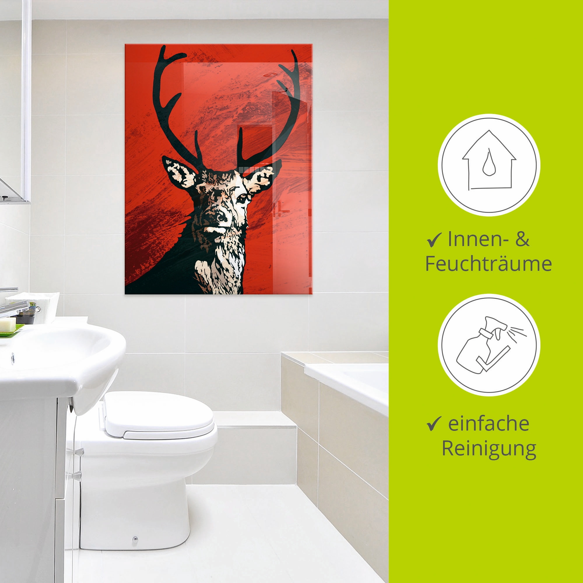 Artland Glasbild »Hirsch«, Wildtiere, (1 St.), in verschiedenen Grössen