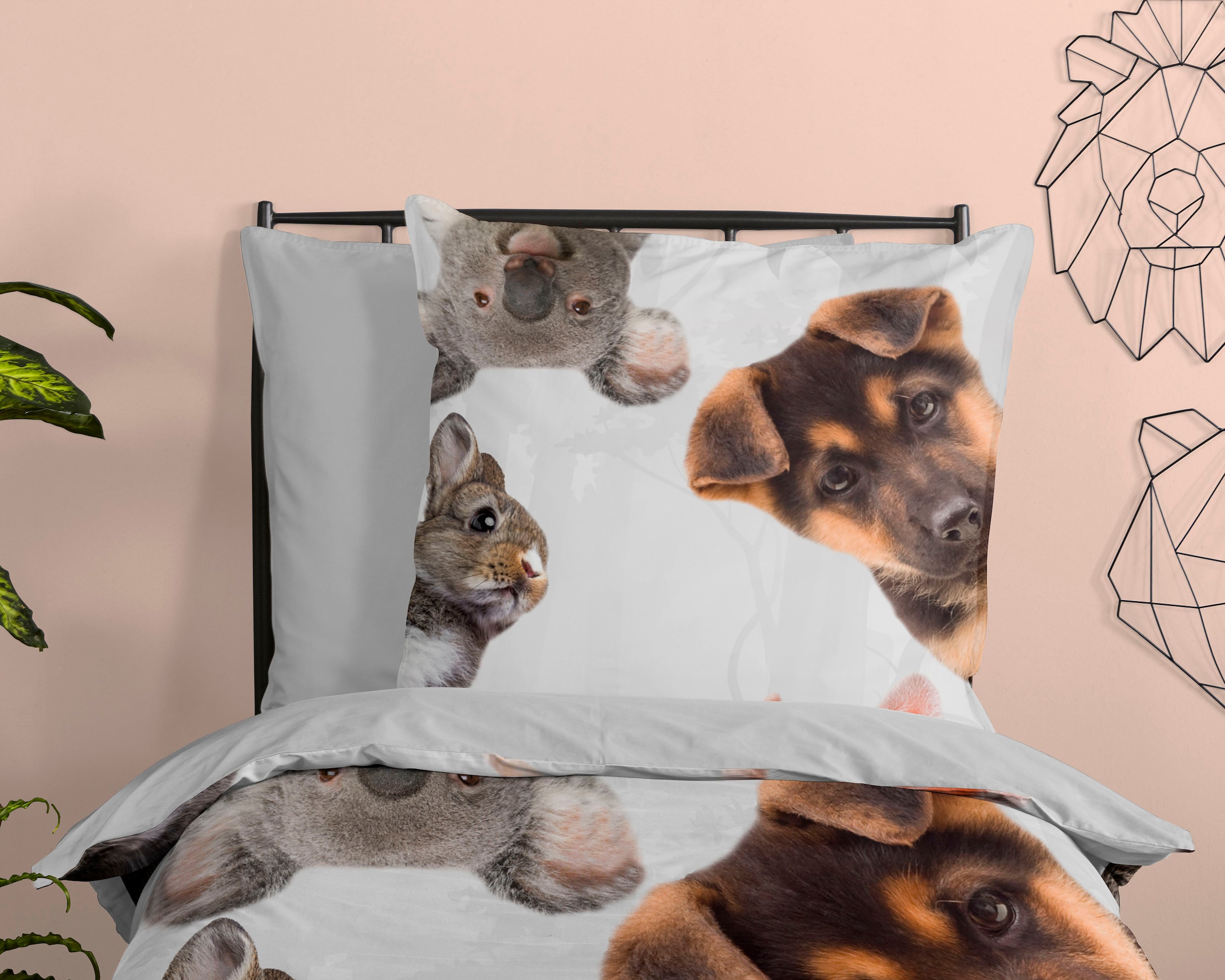 good morning Kinderbettwäsche »Semmie«, 100% Baumwolle, 135x200, Reissverschluss, Wendeoptik, Kind, Tier