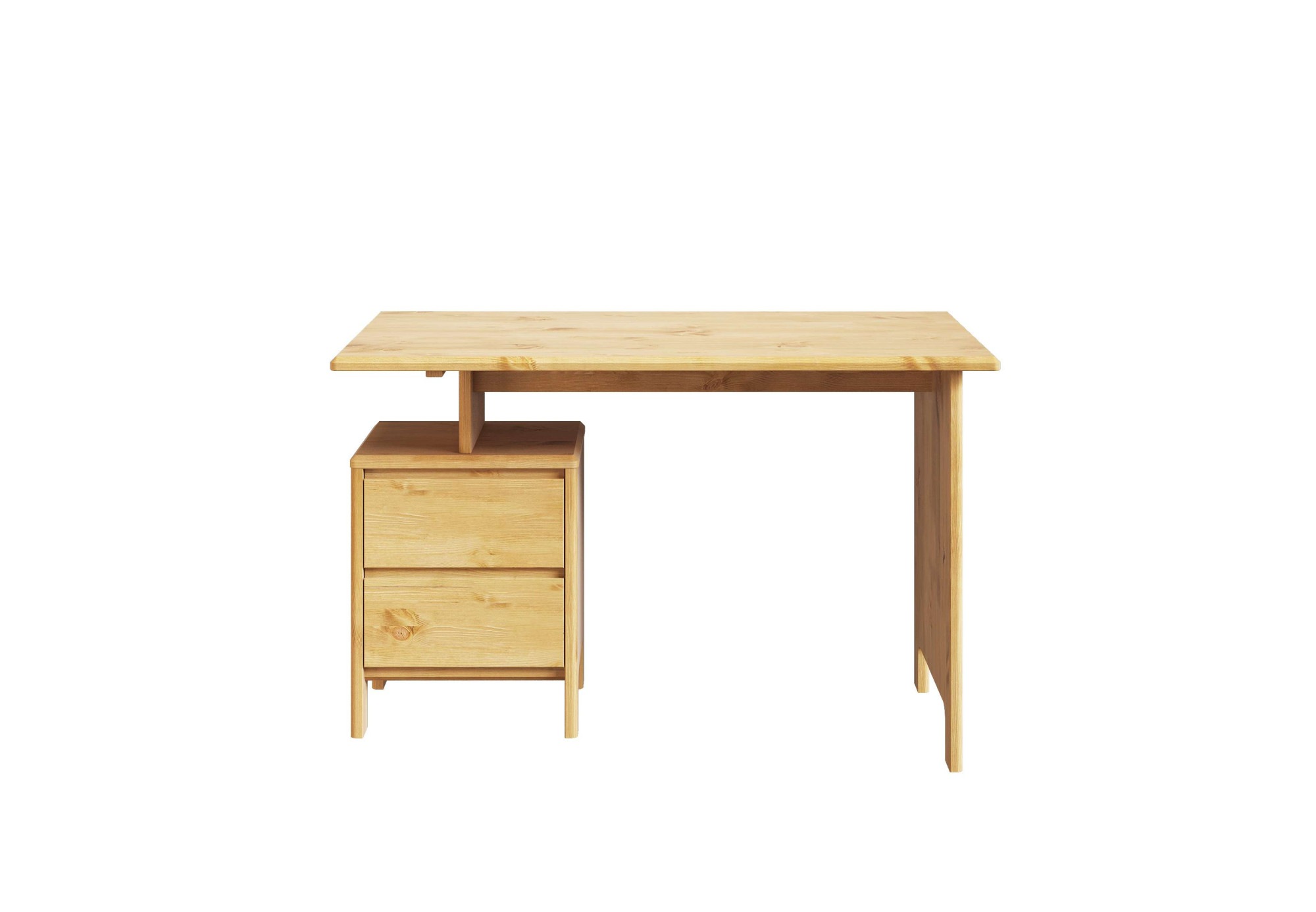 Image of GOODproduct Schreibtisch "Luven, Computertisch," zertifiziertes Massivholz, mit 2 Schubkästen, Breite 120-140 cm