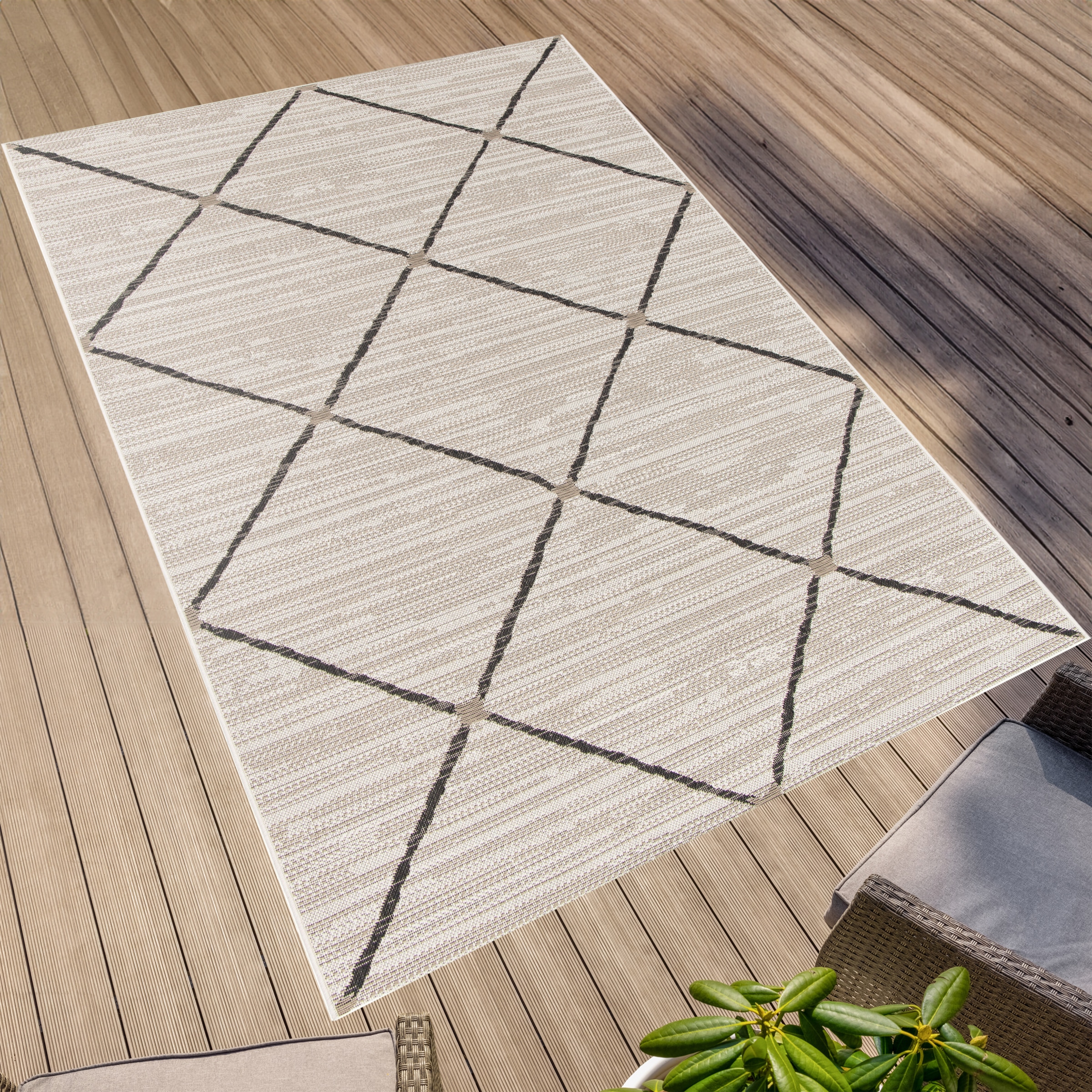Primaflor-Ideen in Textil Teppich »Outdoorteppich PARADISE - Rhombus« rechteckig 4 mm Höhe Flachgewebe, Rauten, Scandi, In- und Outdoor geeignet, wasserfest