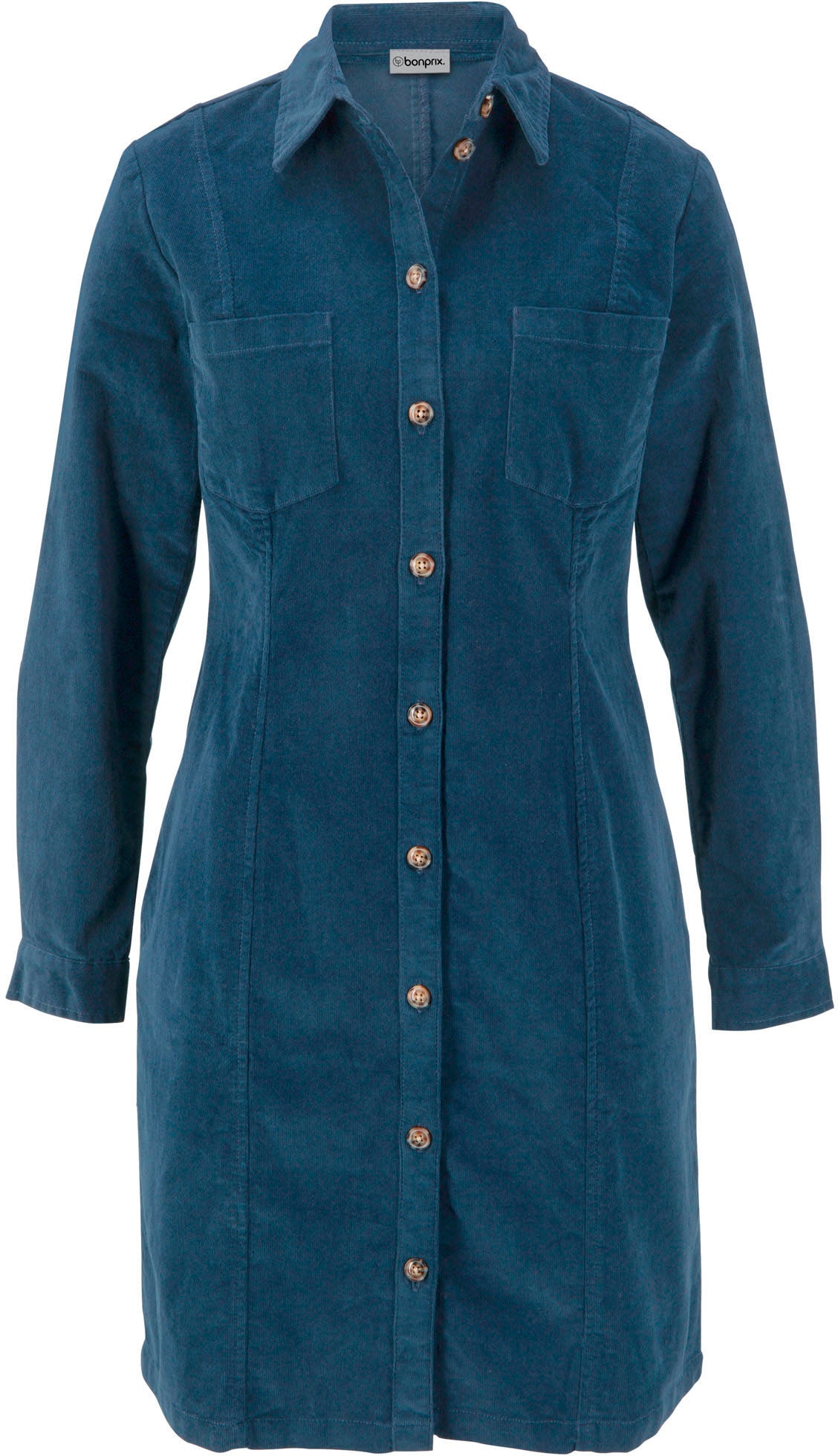 bonprix Hemdblusenkleid Brusttaschen für Alltag, aus Baumwolle und Elasthan, mit Knopfleiste