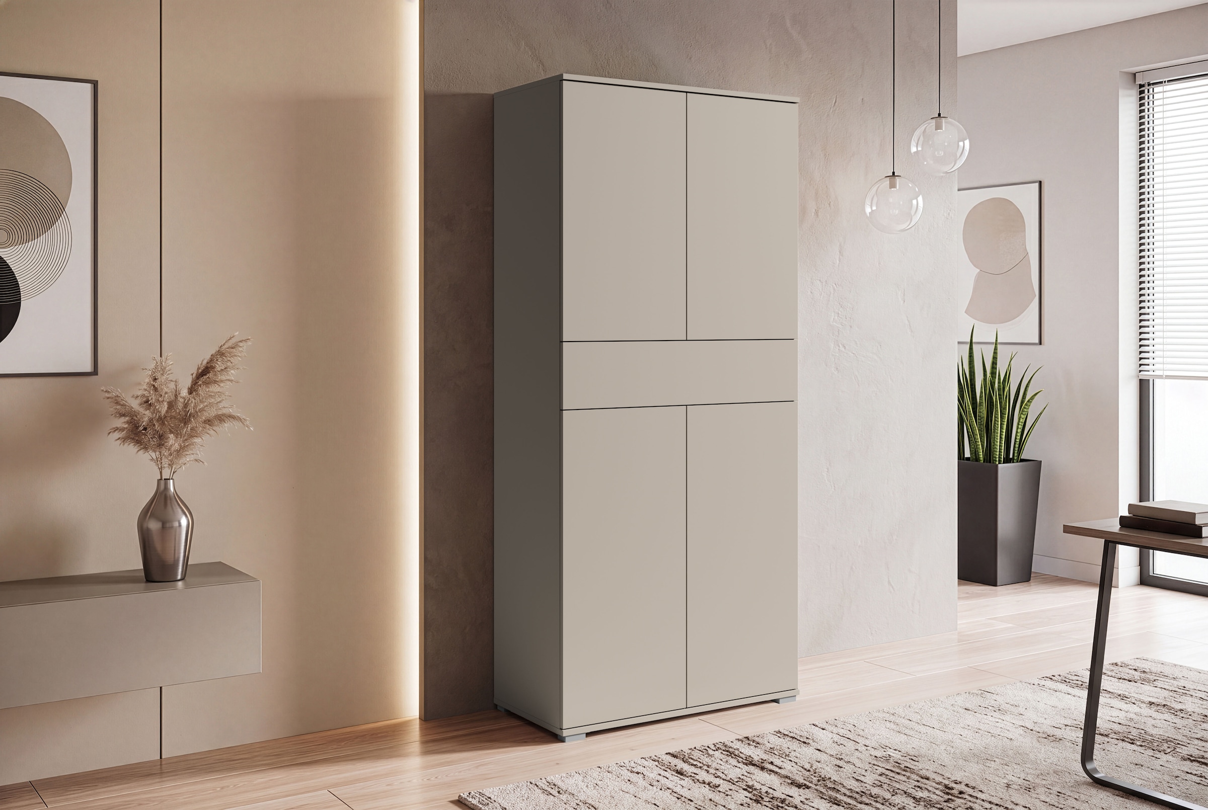 GOODproduct Aktenschrank »Kenia, Stauraumschrank 80 cm breit mit Schublade« 1 Stk. tlg. Griffloses Design mit Push-to-Open und verstellbaren Einlegeböden
