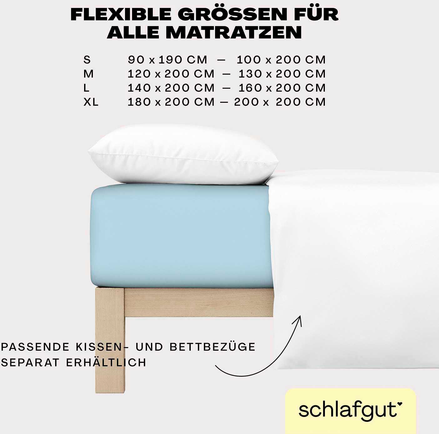 Schlafgut Spannbettlaken »EASY aus 100% Baumwolle, weich & saugfähig, Marken-Bettlaken«, für Matratzen bis 22 cm Höhe, in 90x200, 140x200 oder 180x200 cm