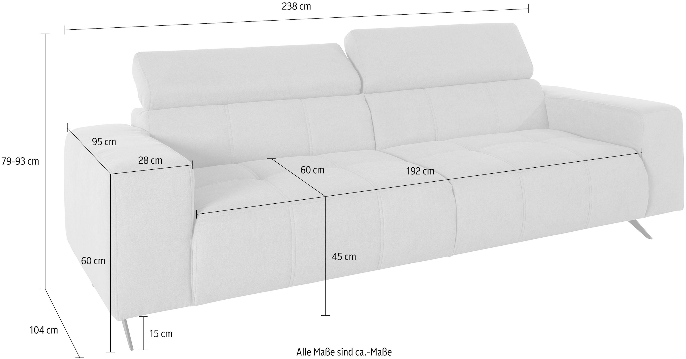 DOMO collection 2-Sitzer »Trento, mit Kufenfuss oder Einzelfuss«, wahlweise mit Kopfteilverstellung und in zwei Grössen erhältlich