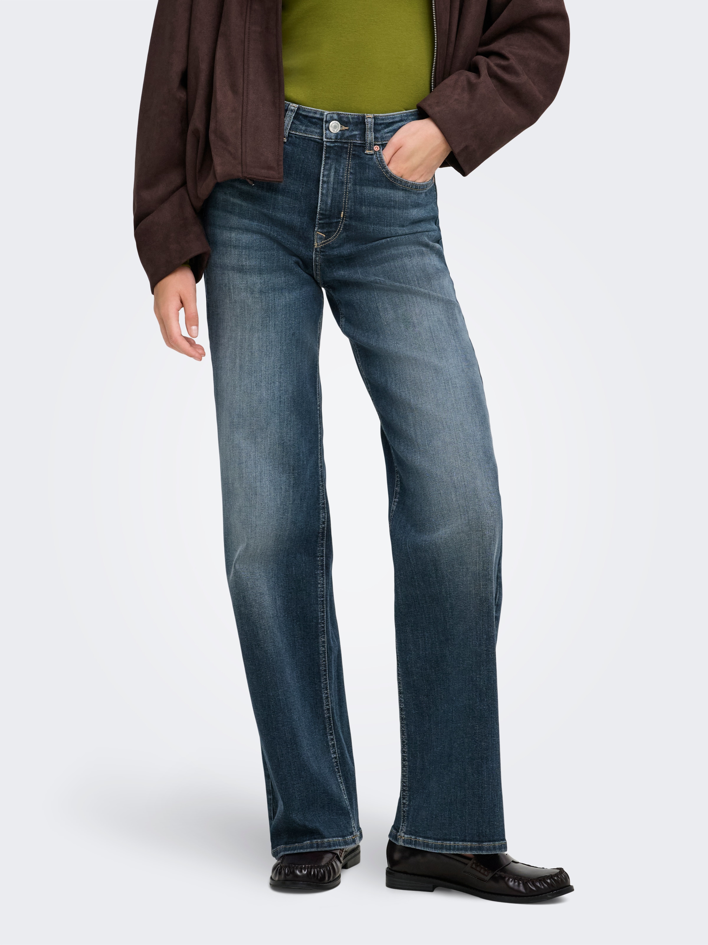 Image of ONLY High-waist-Jeans "ONLMADISON BLUSH HW WIDE DNM DOT529 NOOS" Baumwollmischung, wide fit