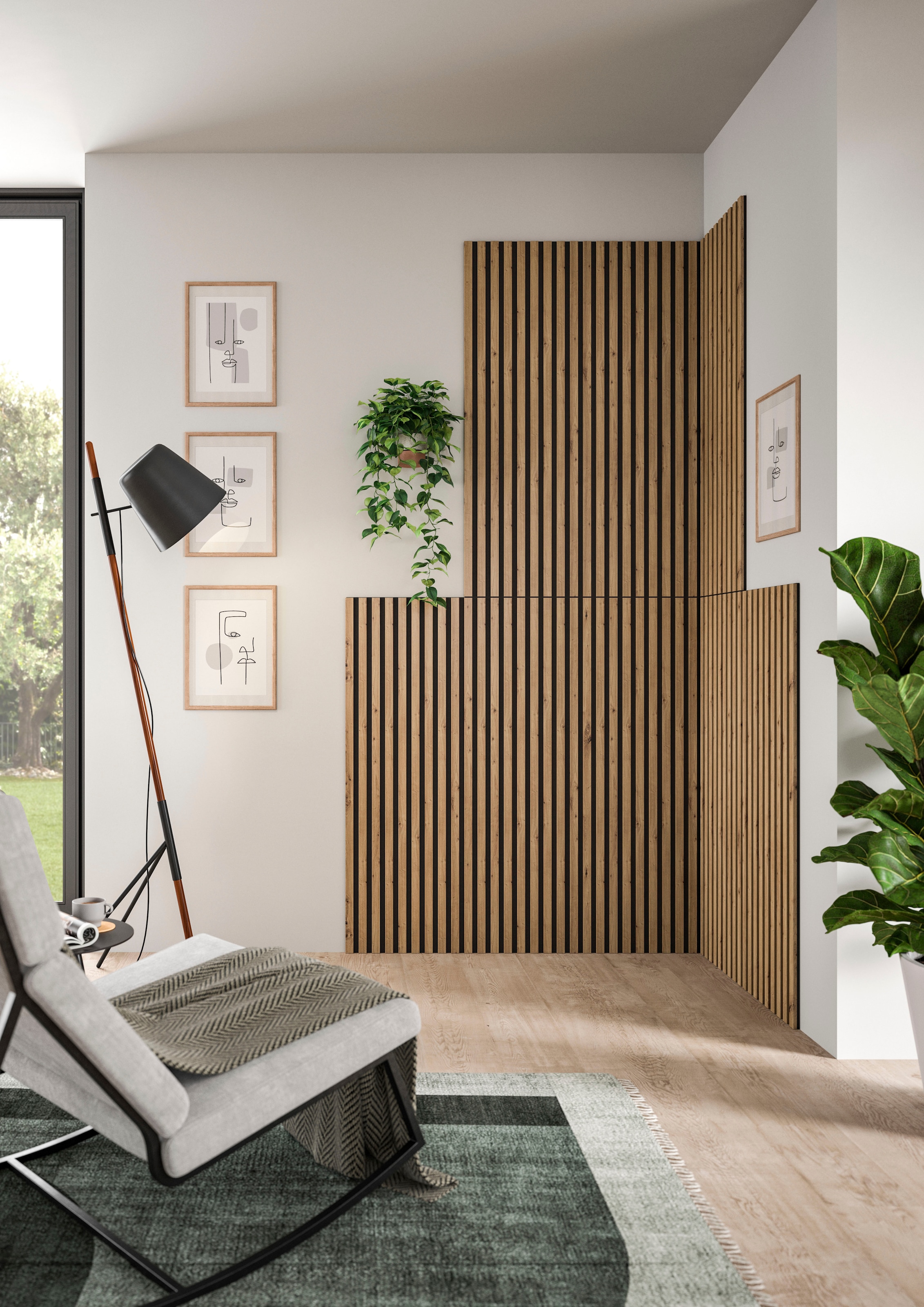 INOSIGN Wandpaneel »Silencio, 2er Set, je 40 x 120 cm, inkl. 2 Abschlussleisten«, (2 tlg.), Akustikpaneel, Paneel, Lamellenwand