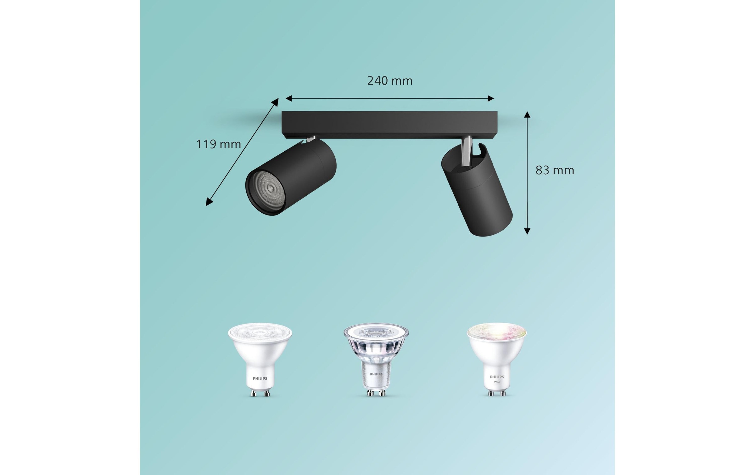 Philips LED Deckenspot »Idris GU10, IP44 Schwarz, ohne Leuchtmittel«, 1 flammig
