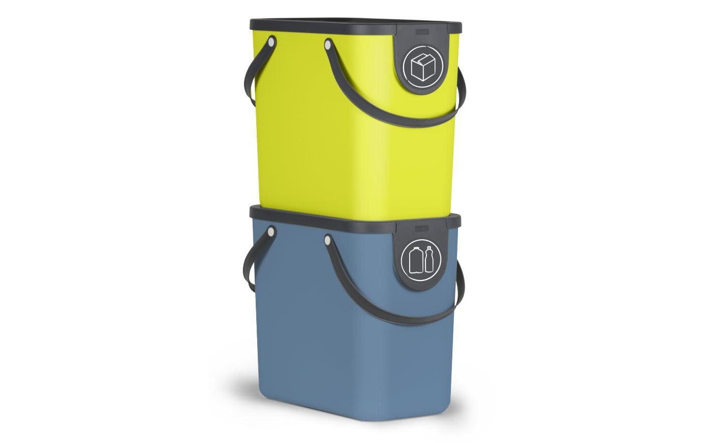 Albula System de séparation de déchets 25l pour la cuisine, plastique sans bpa (pp), vert/anthracite, 25l (40.0 x 23.5 x 34.0 cm) - Rotho