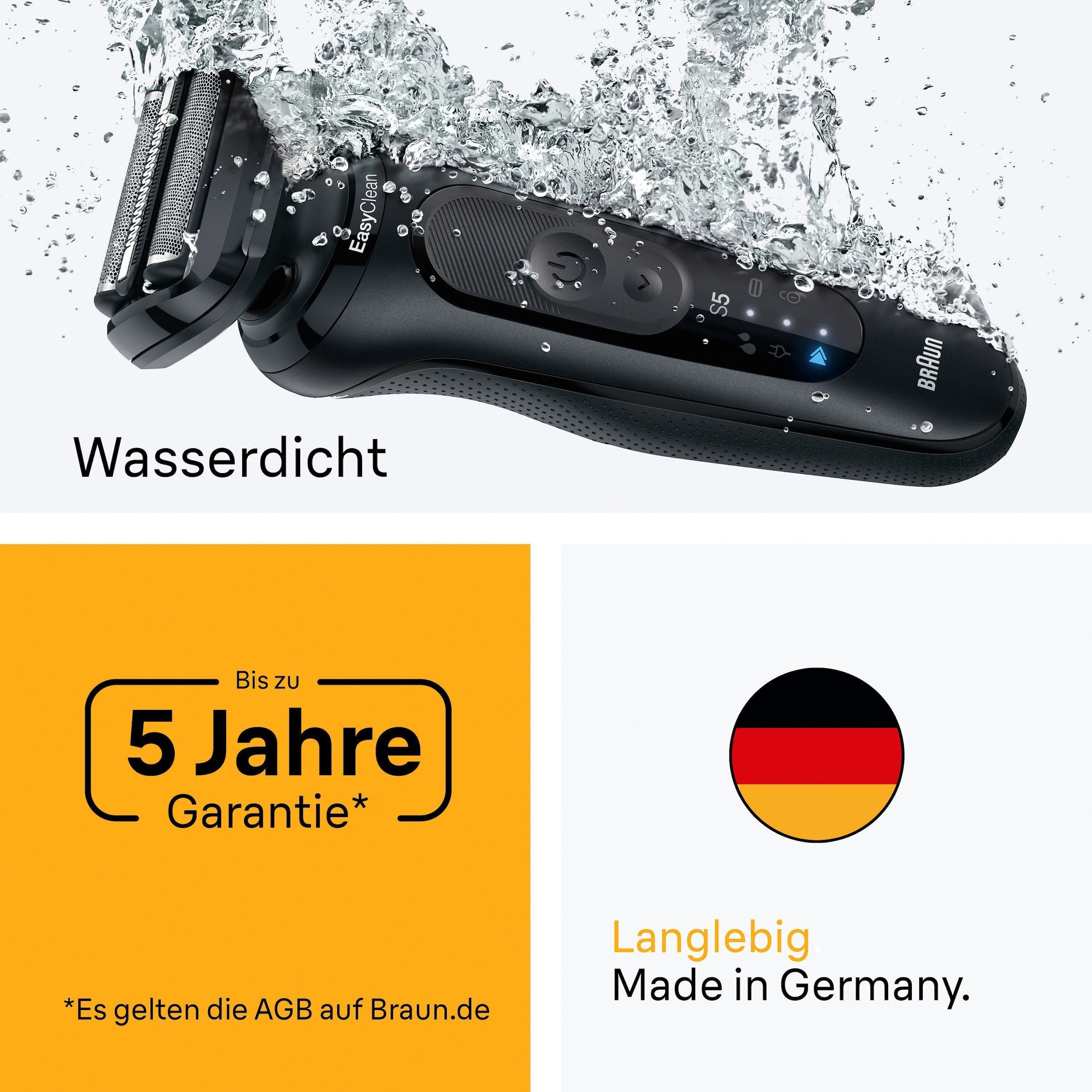 Braun Rasoirs électriques »Series 5 52-N1200s« 1 cuis Aufsätze 100% wasserdicht, Präzisionstrimmer-Aufsatz, Bis zu 50 Min